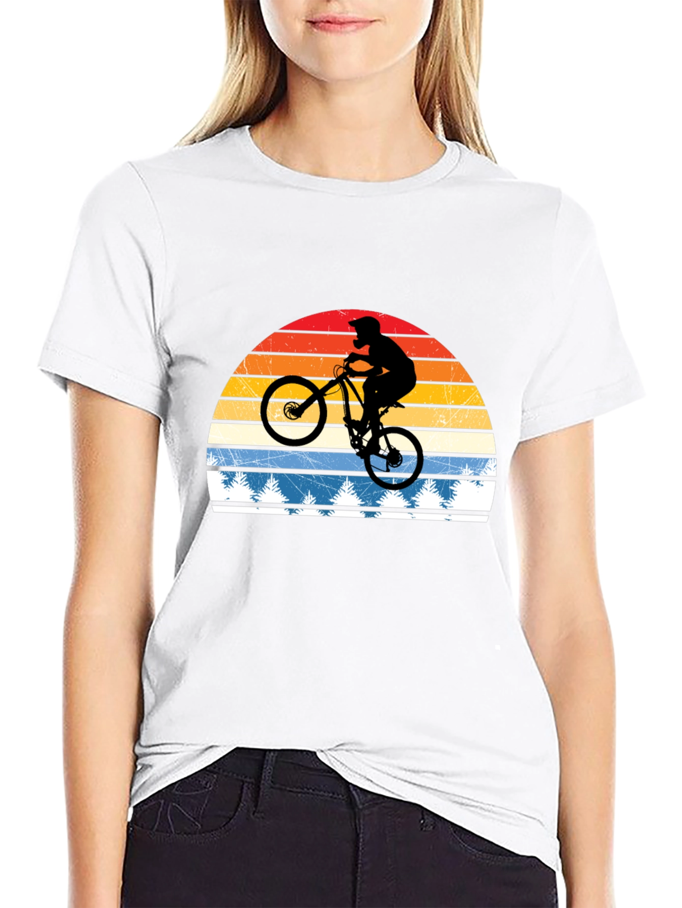 Black Mountain Bike Retro Sunset T-Shirt view 9