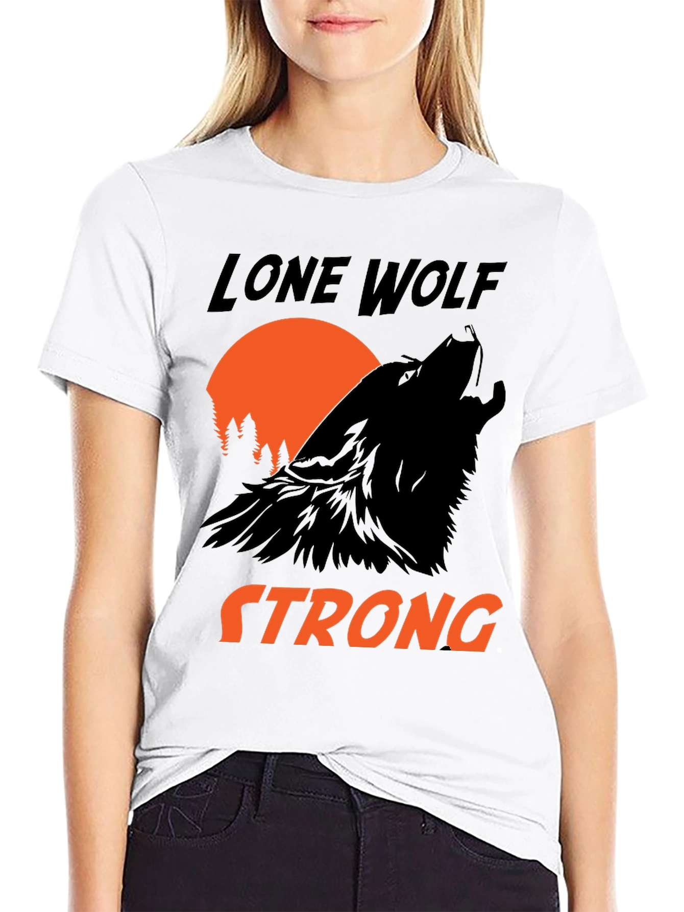 Black Lone Wolf Strong Graphic Tee - Black view 9