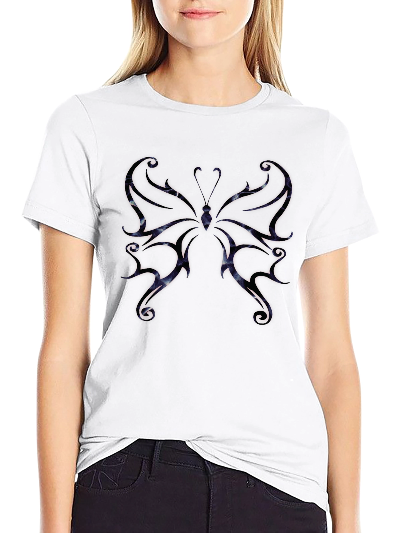Black Butterfly Graphic Tee - Black Cotton Blend view 9