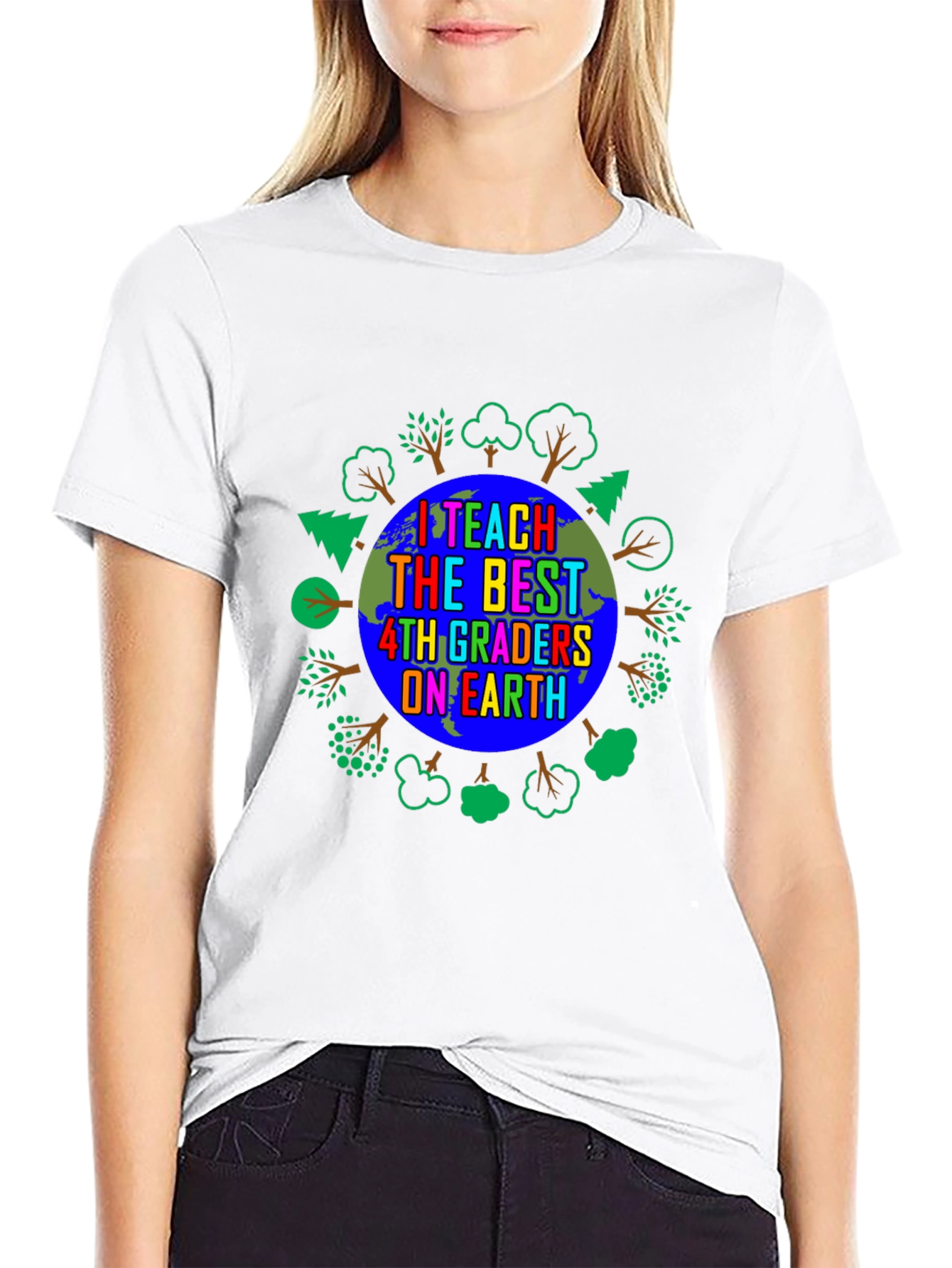 Black I Teach The Best 4th Graders On Earth T-Shirt view 9