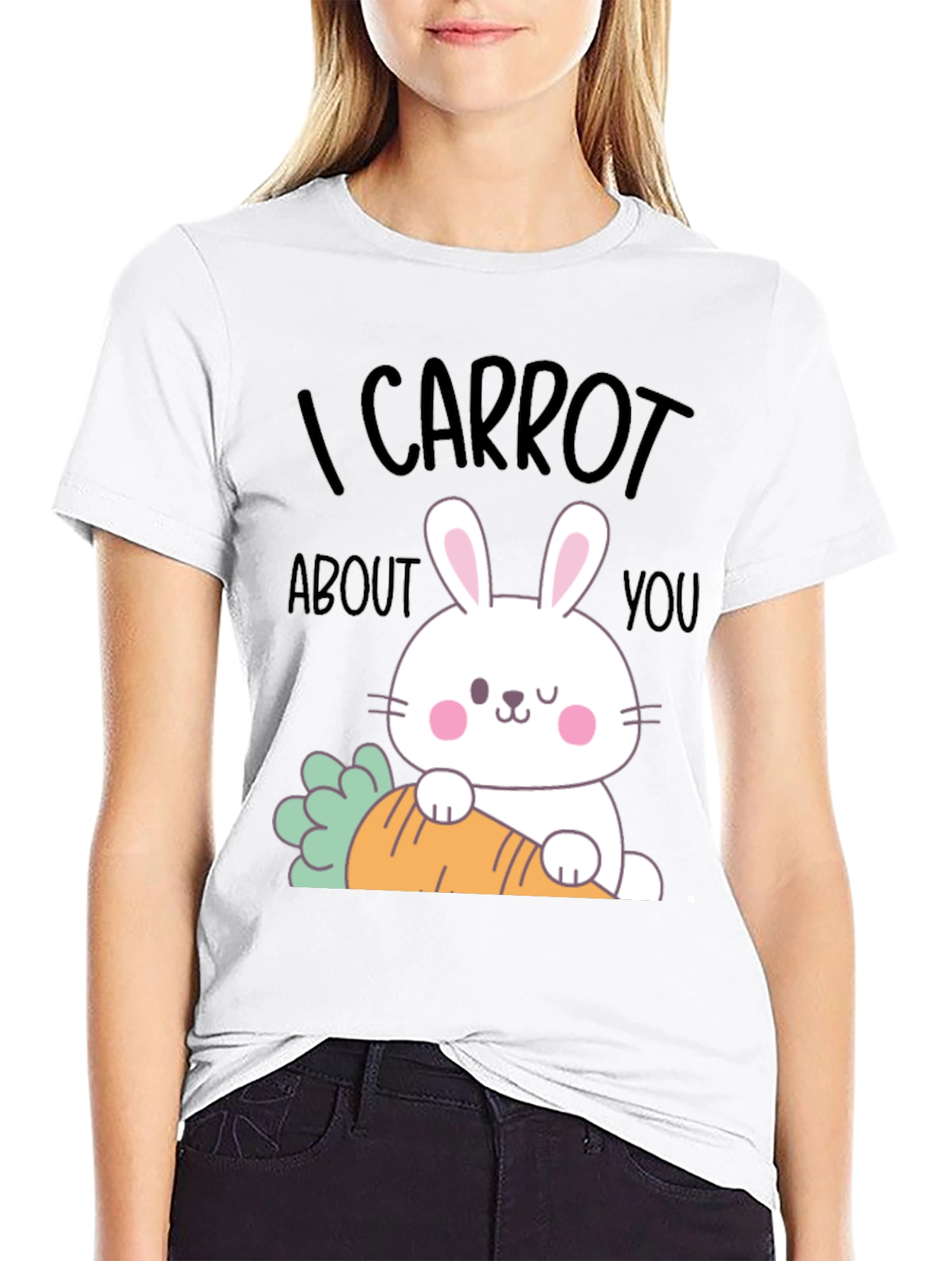 Black I Carrot About You Funny Easter Bunny T-Shirt view 9