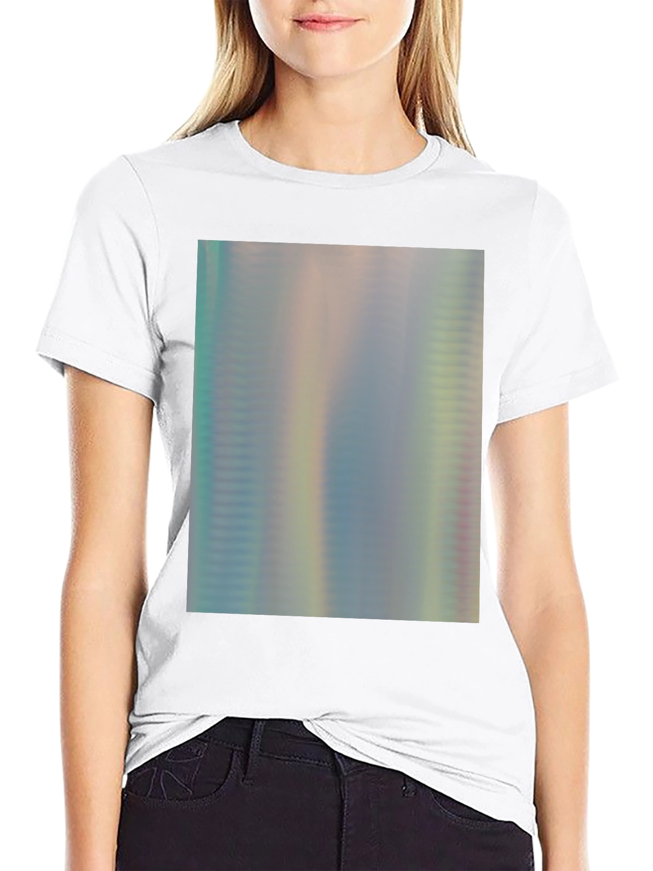 Black Iridescent Shimmer Tee - Abstract Pattern Soft Cotton T-Shirt view 9