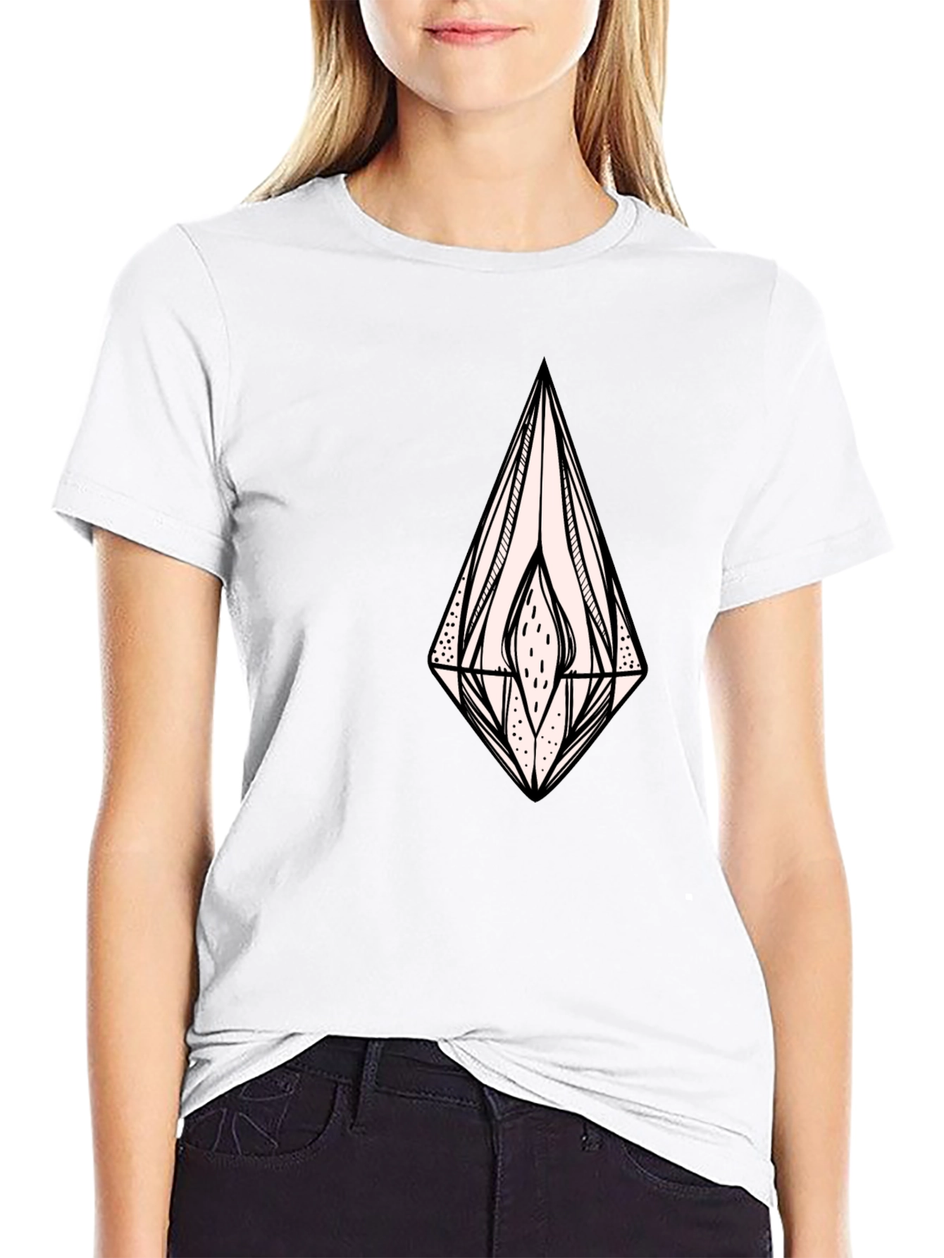 Black Black Graphic Tee - Abstract Diamond Design view 9