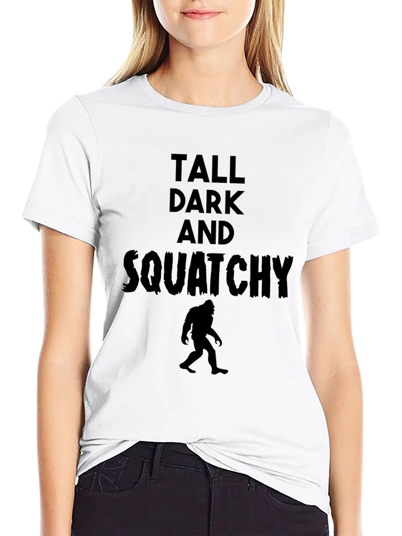Black Tall Dark and Squatchy Black T-Shirt view 9