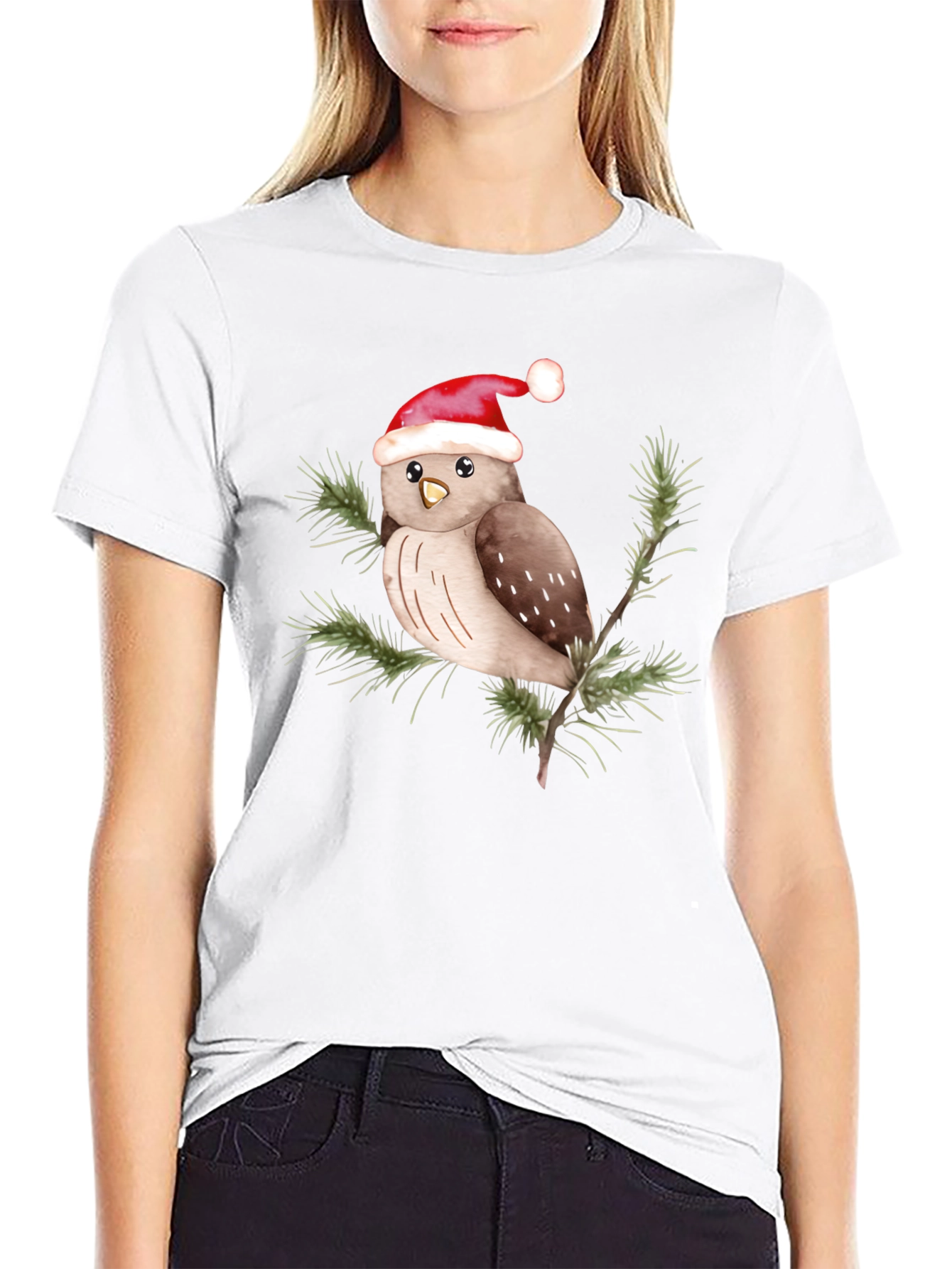 Black Festive Owl Tee - Holiday Cheer view 9