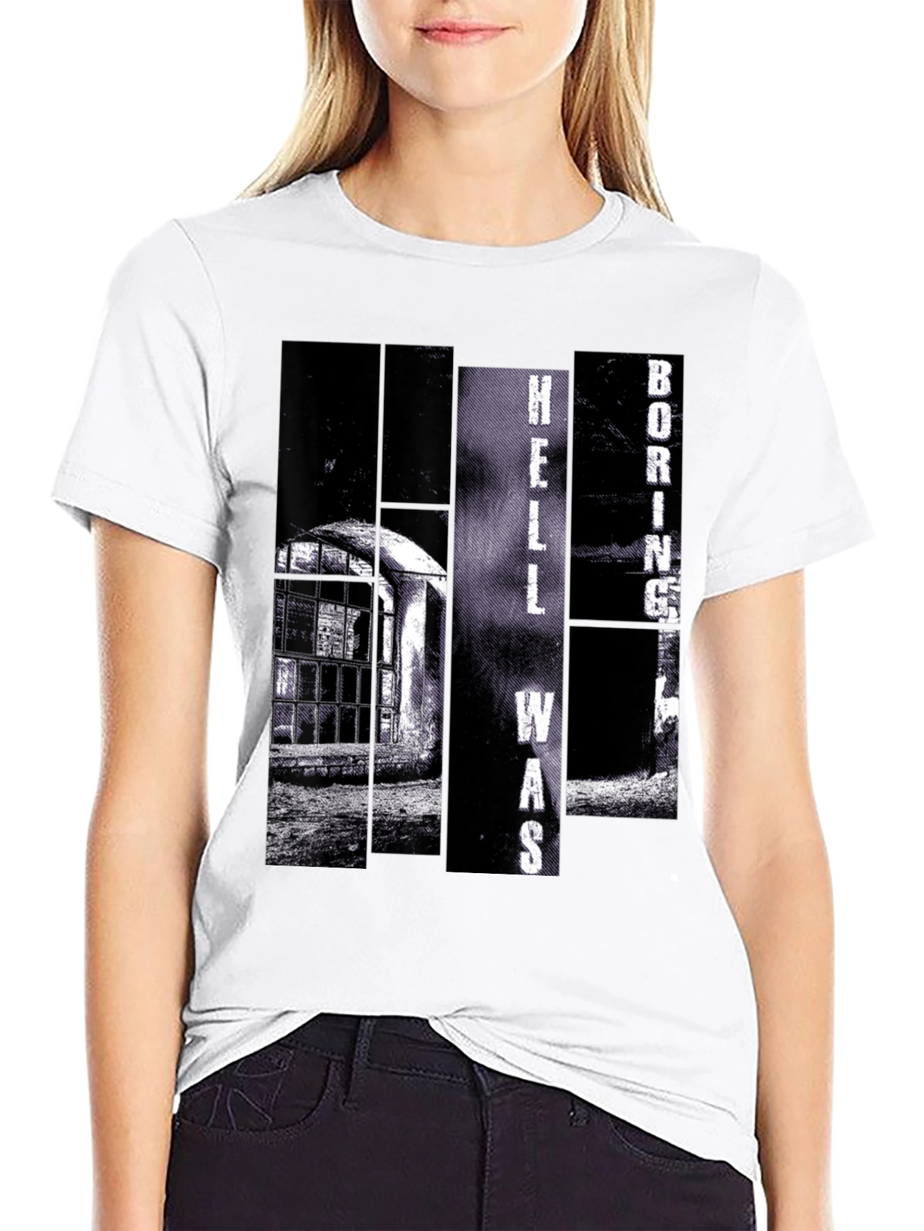 Black Hell Was Boring T-Shirt - Black view 9