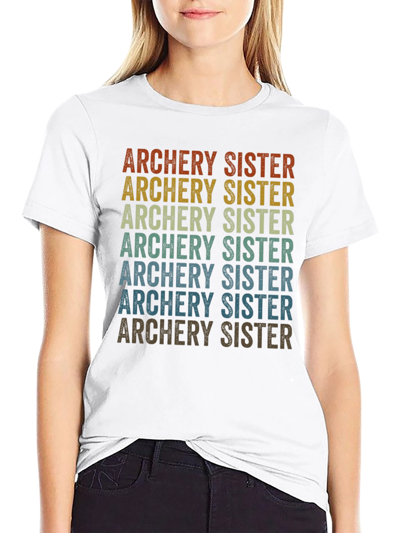 Black Archery Sister Retro T-Shirt view 9