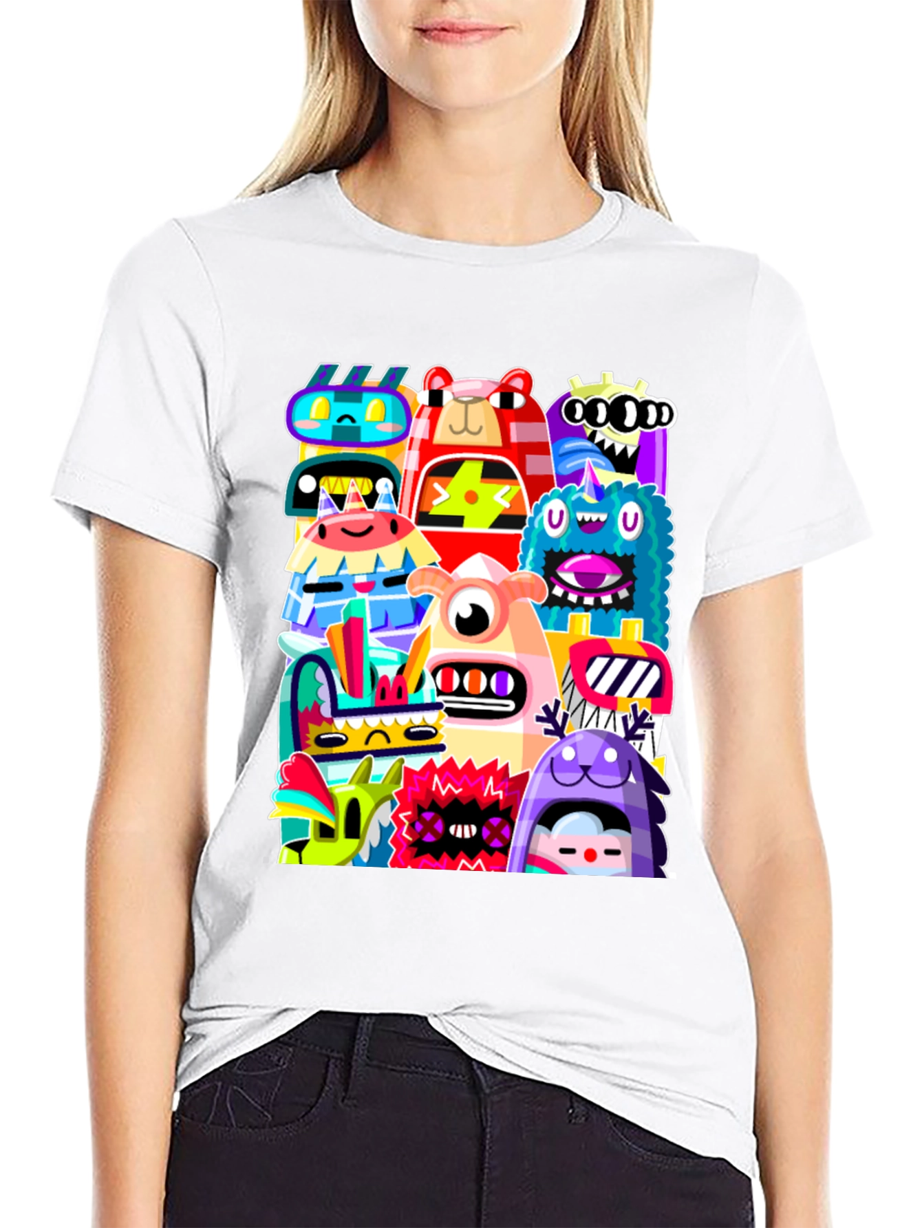 Black Monster Mash Graphic Tee - Funky Black T-Shirt view 9