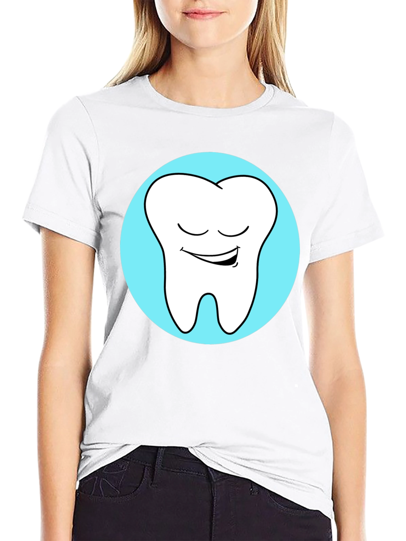 Black Smiling Tooth Graphic Tee - Dentist Humor view 9
