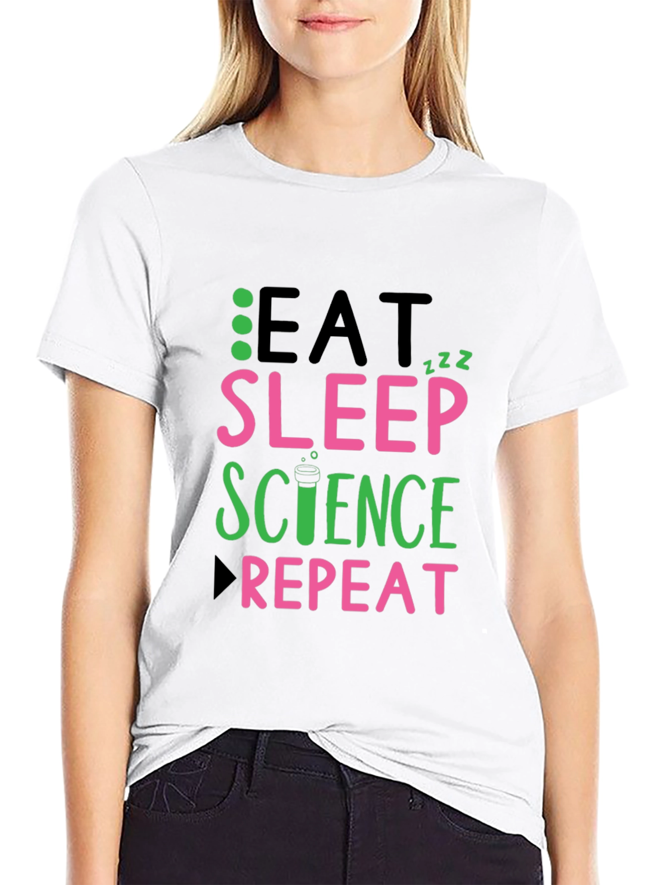 Black Eat Sleep Science Repeat Black T-Shirt view 9