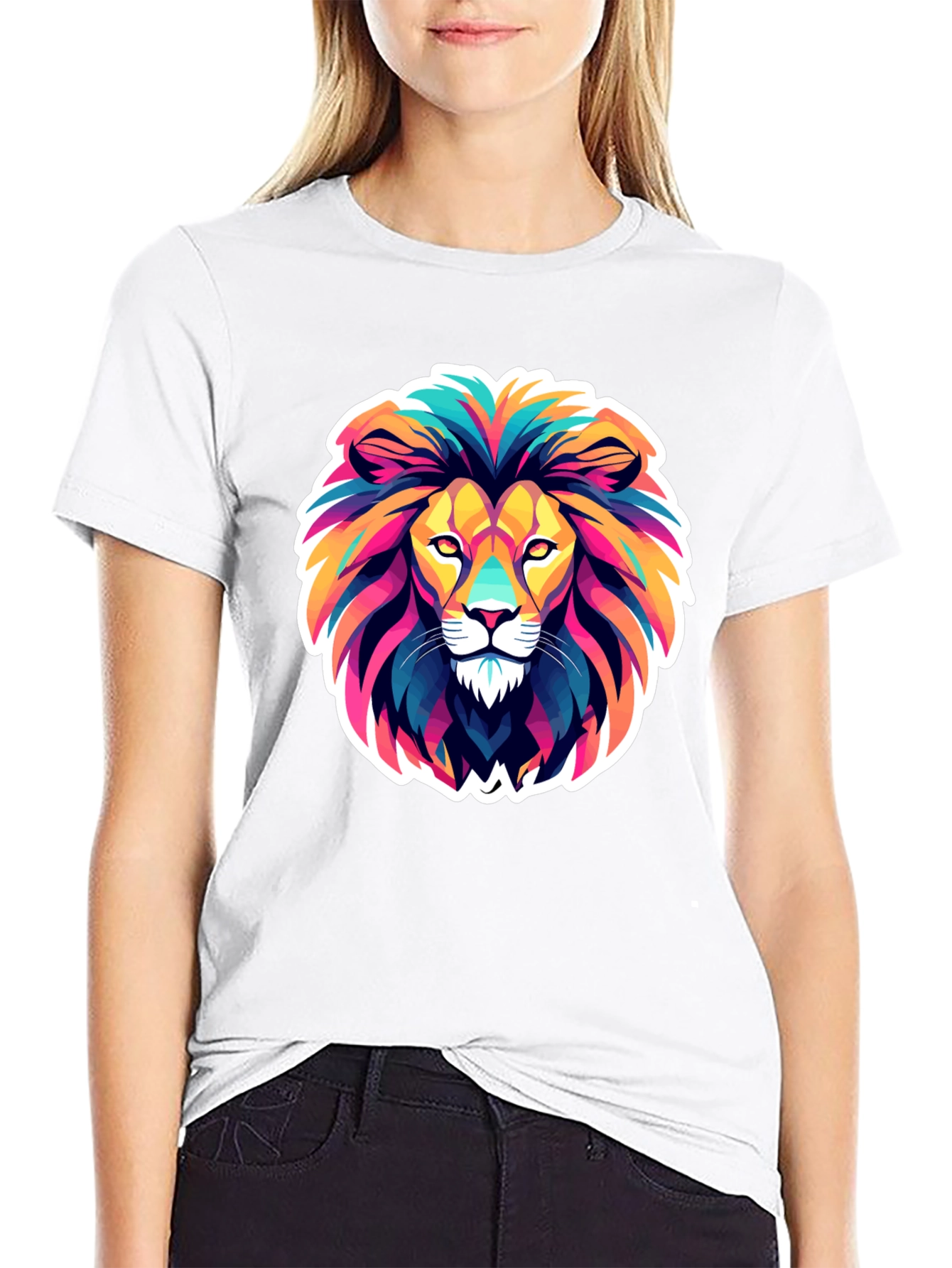 Black Vibrant Lion Graphic Tee - Bold & Stylish view 9