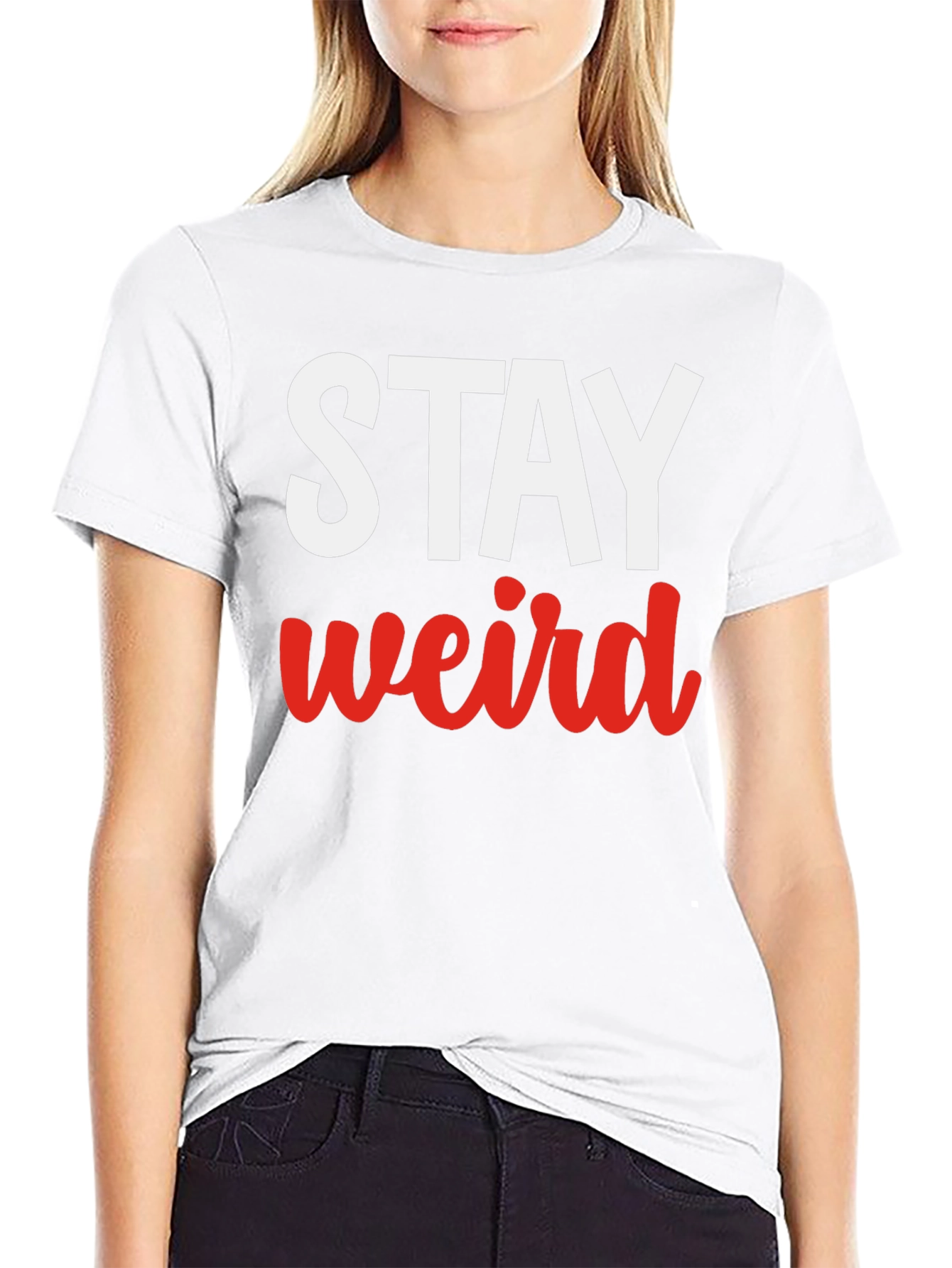 Black Stay Weird Graphic Tee - Black Casual T-Shirt view 9