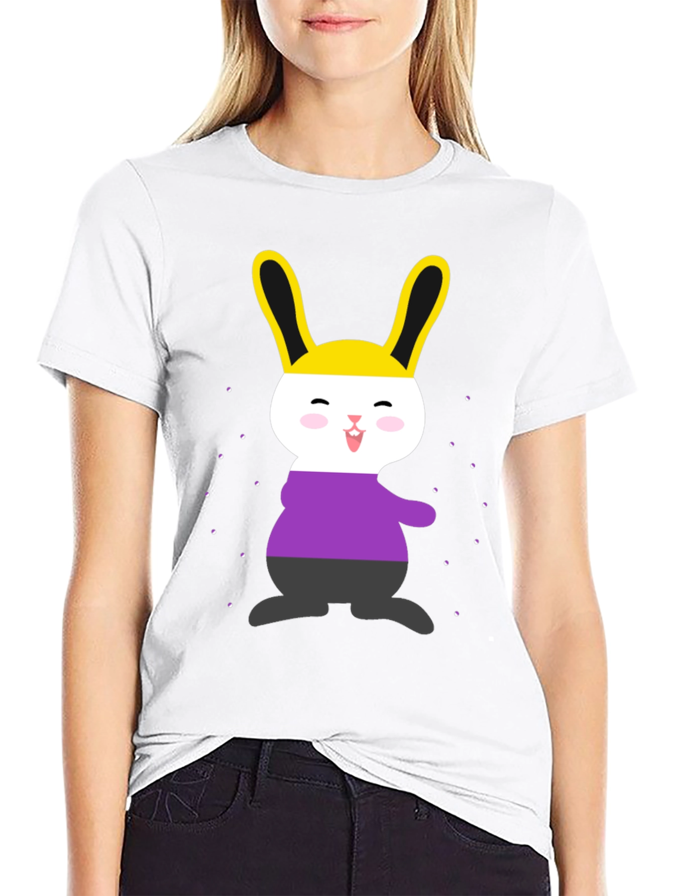 Black Nonbinary Pride Bunny T-Shirt view 9