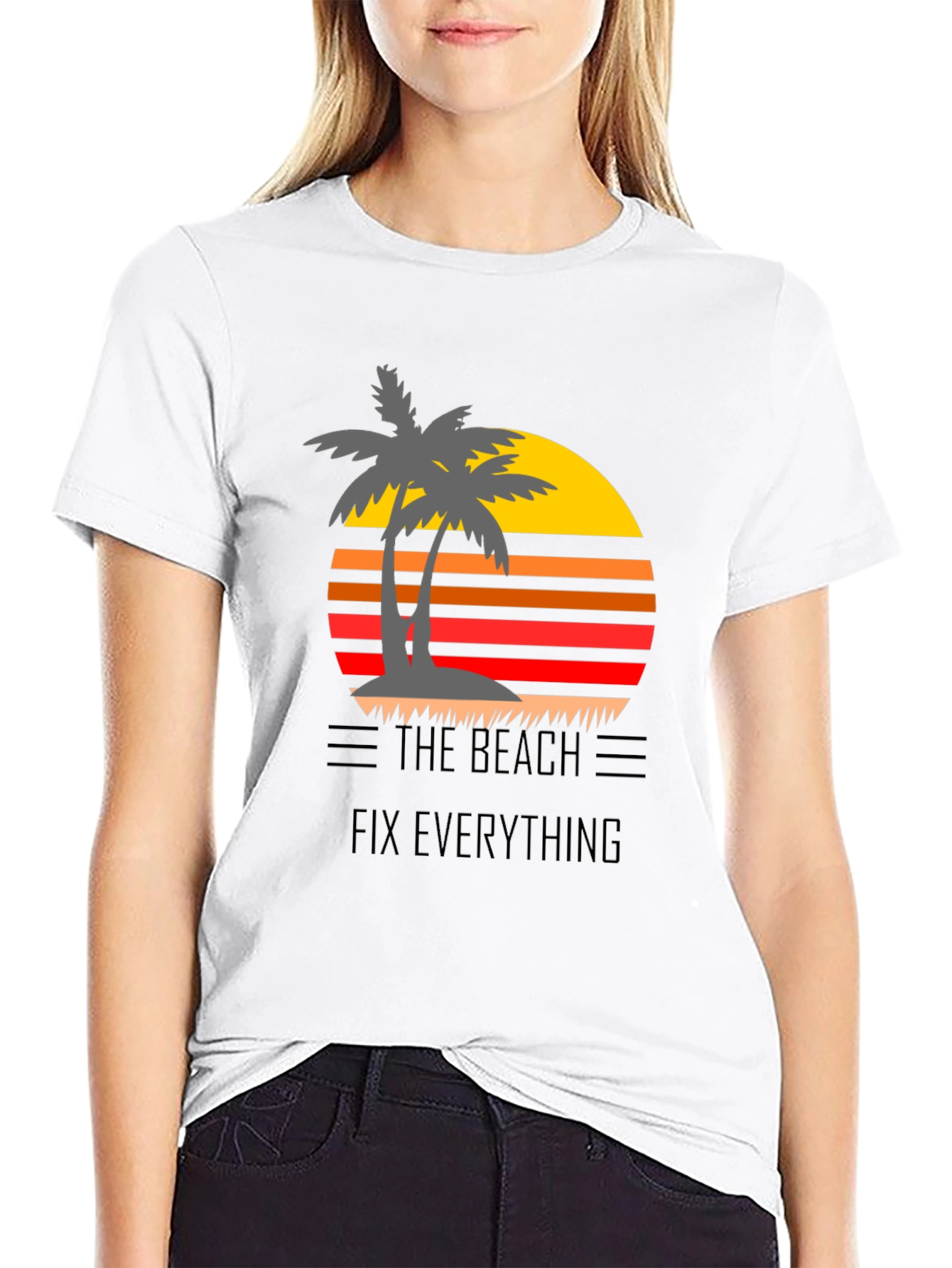 Black The Beach Fixes Everything Graphic Tee view 9