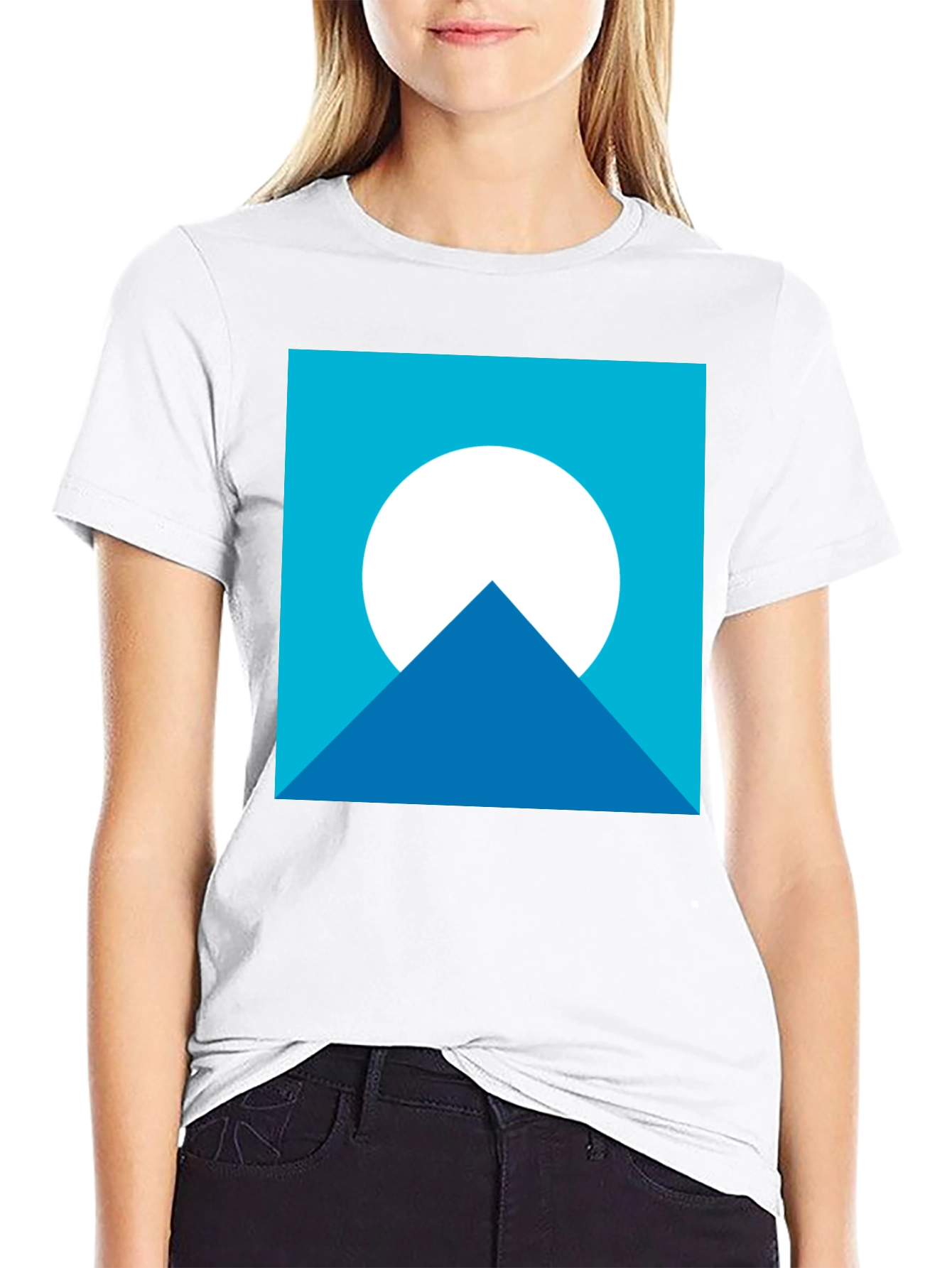 Black Geometric Mountain Moon Graphic Tee - Black view 9
