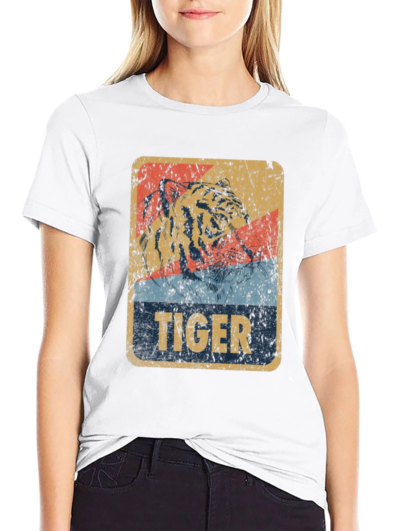 Black Vintage Tiger Graphic T-Shirt view 9