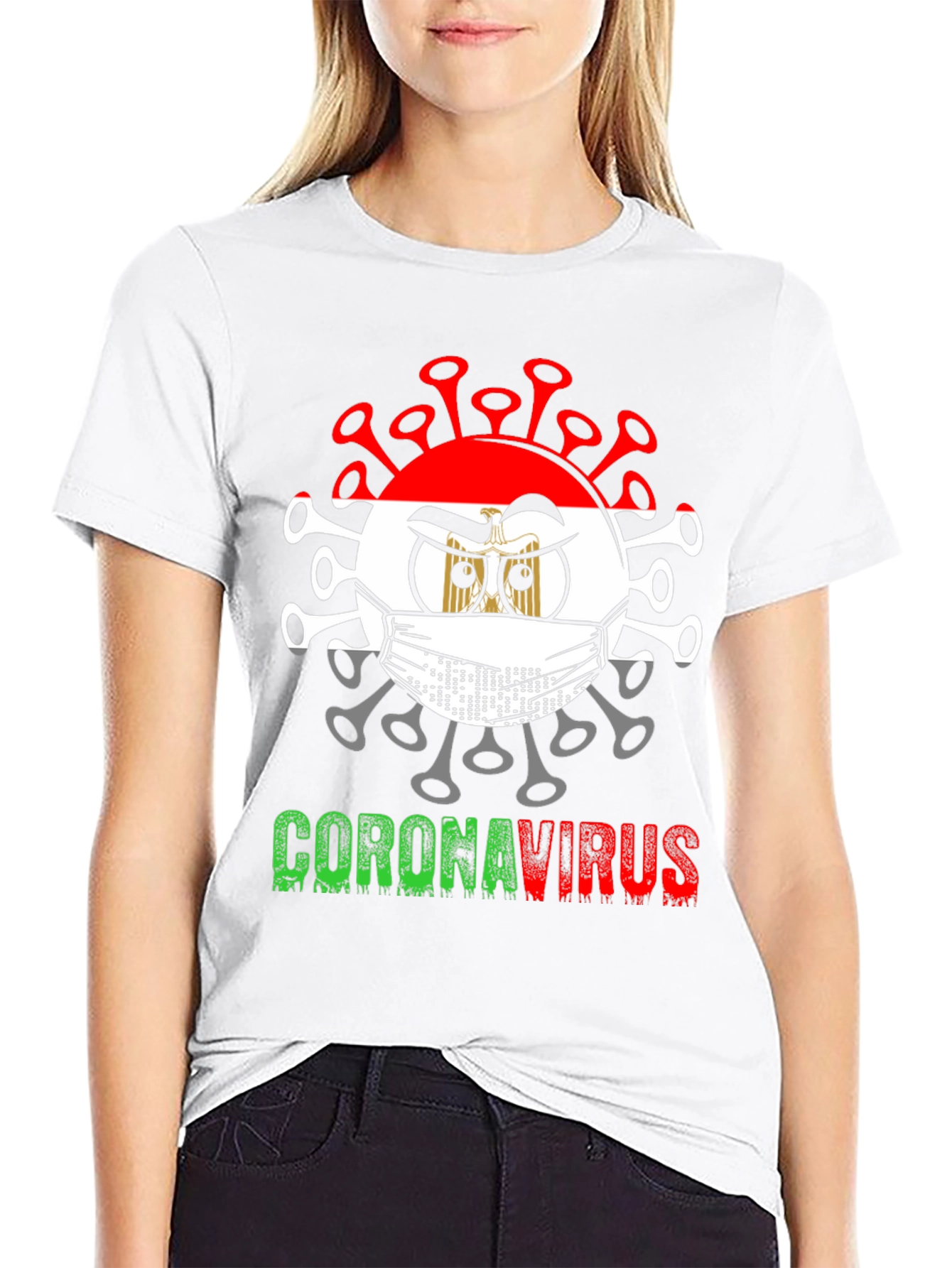Black Egypt Corona Virus Graphic T-Shirt view 9