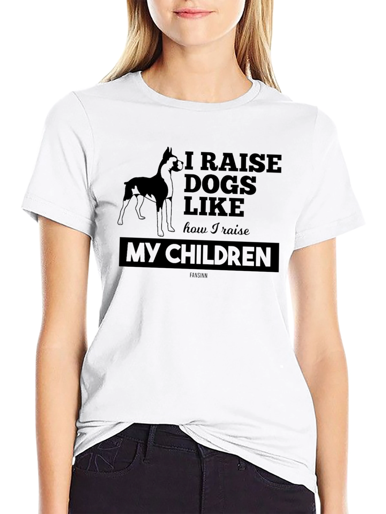 Black I Raise Dogs Like My Children Graphic Tee view 9