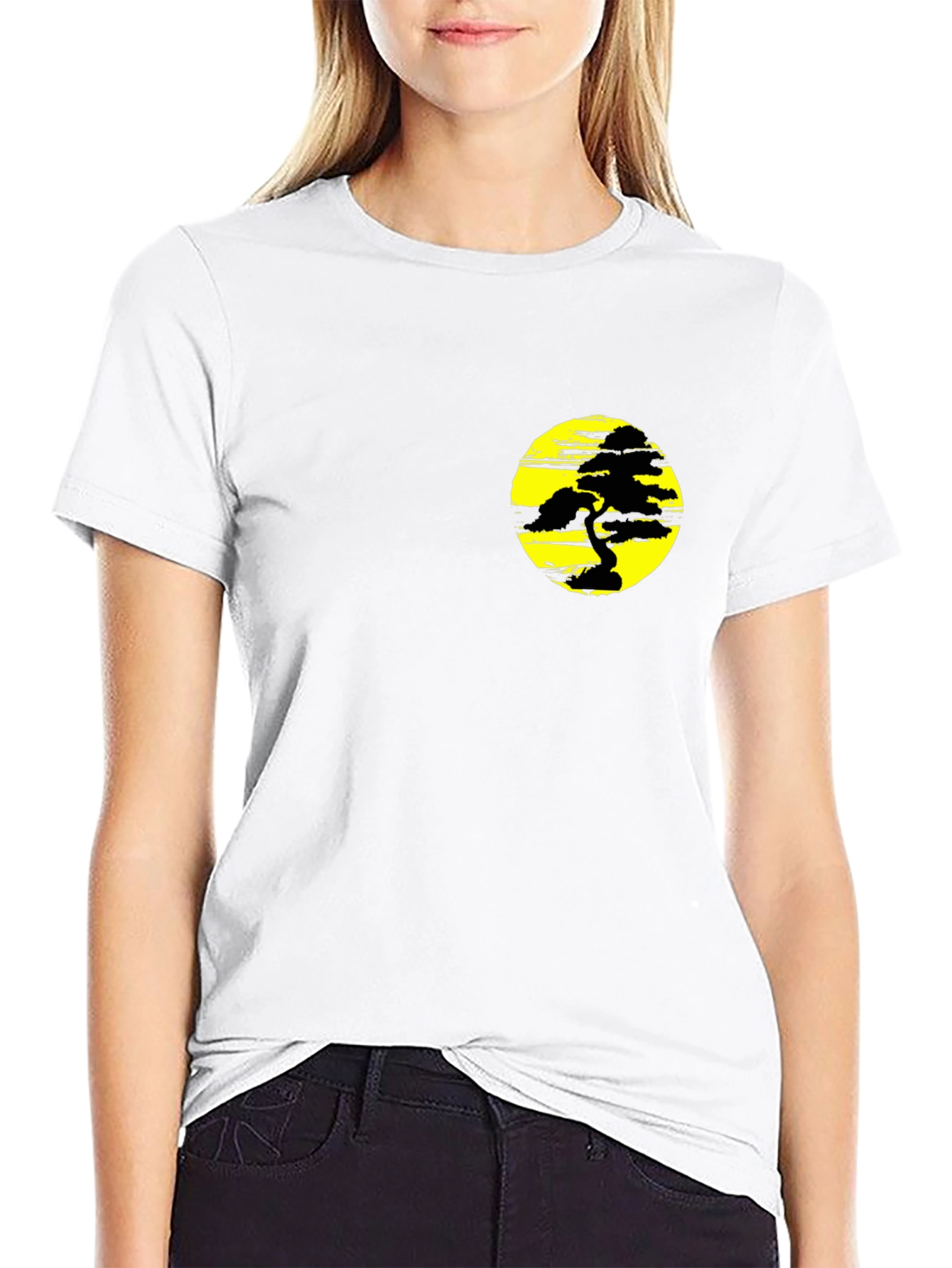 Black Black T-Shirt with Yellow Bonsai Graphic view 9