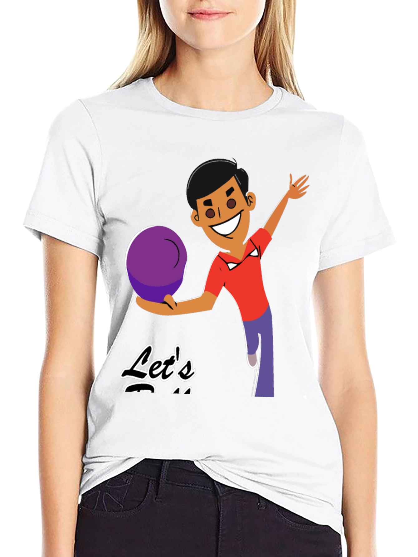 Black Bowling Cartoon Graphic Tee - Let's Bowl! view 9