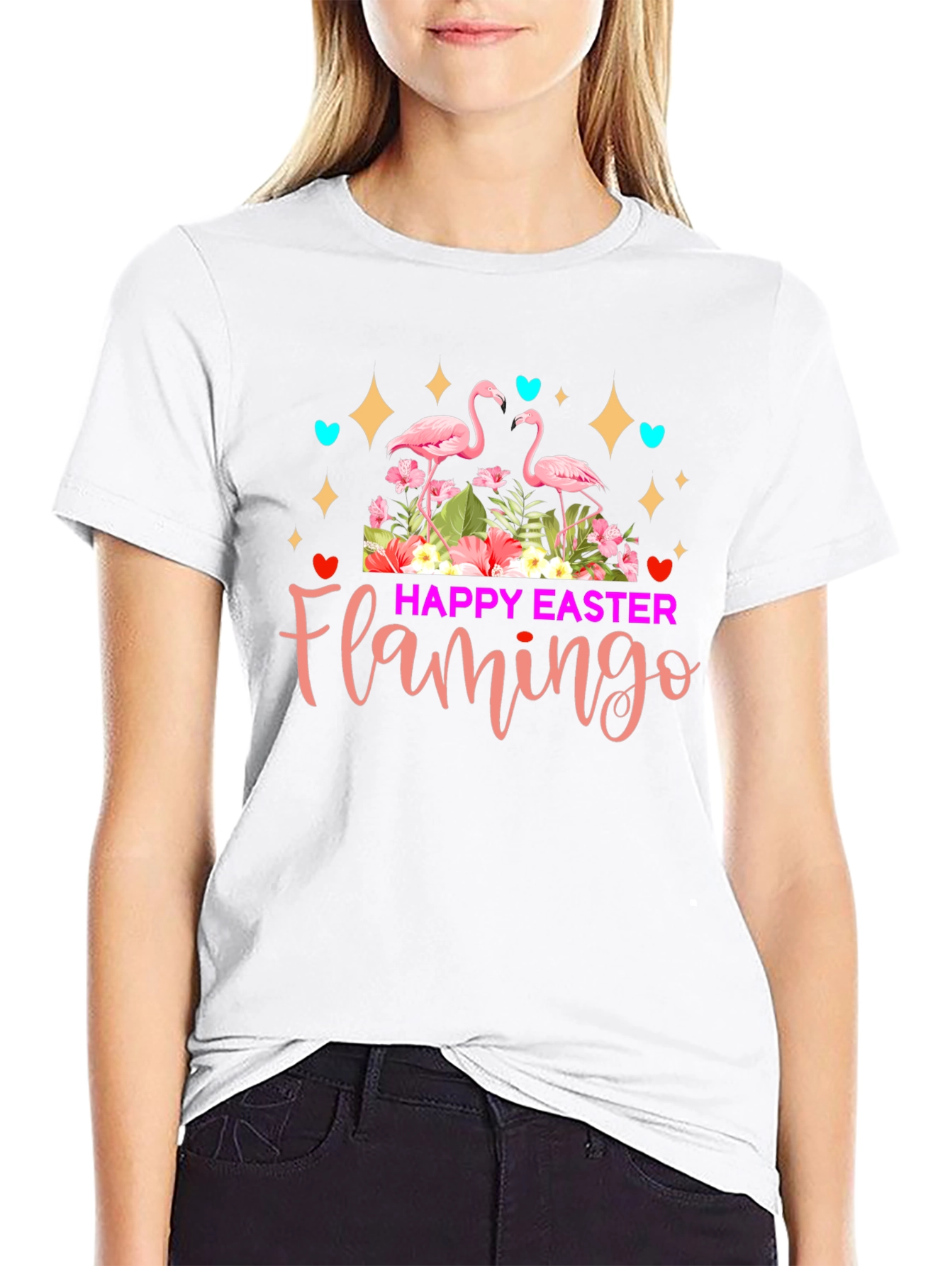 Happy Easter Flamingo Graphic T-Shirt - 9