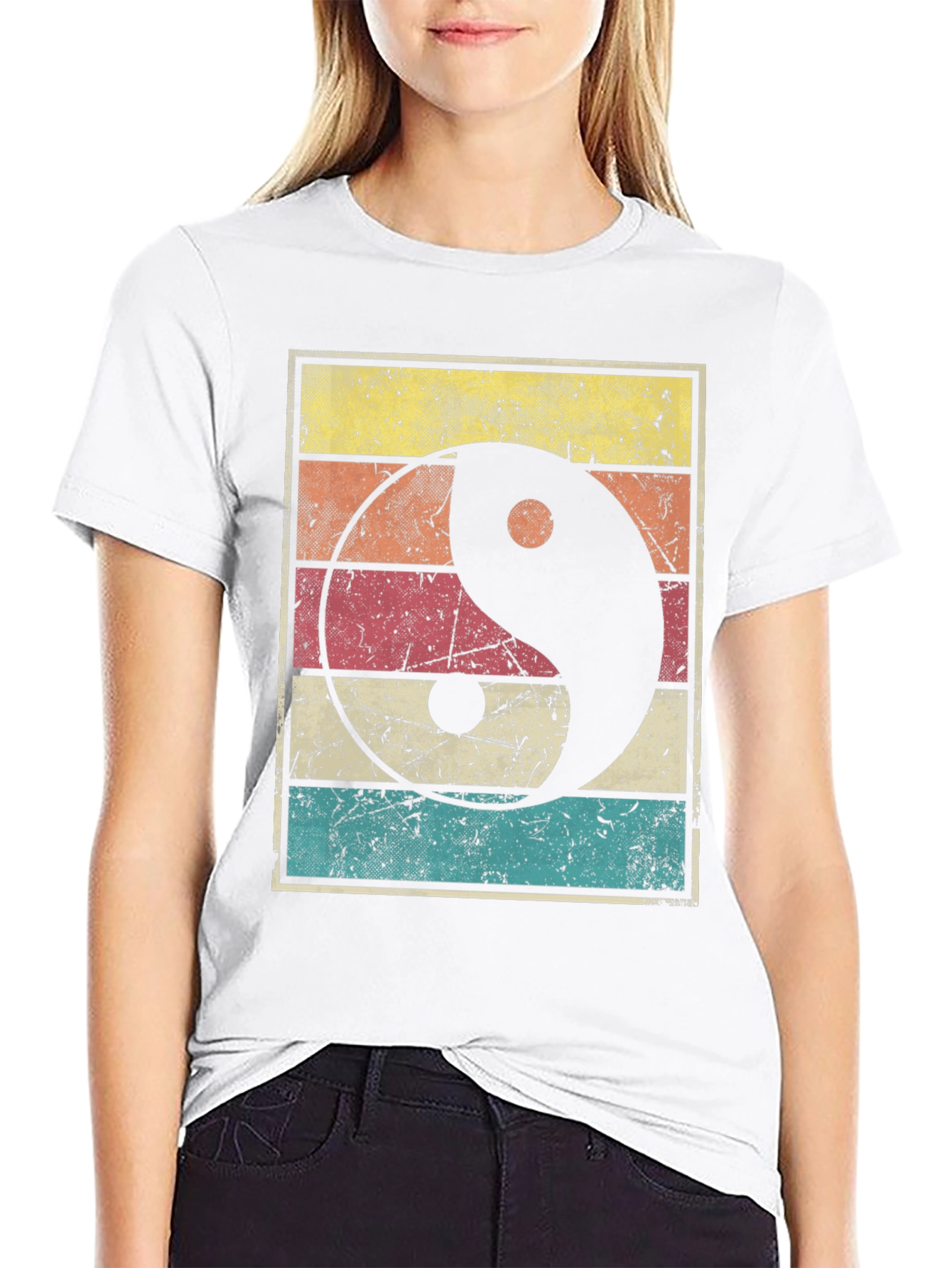 Black Yin Yang Graphic Tee Retro Style view 9