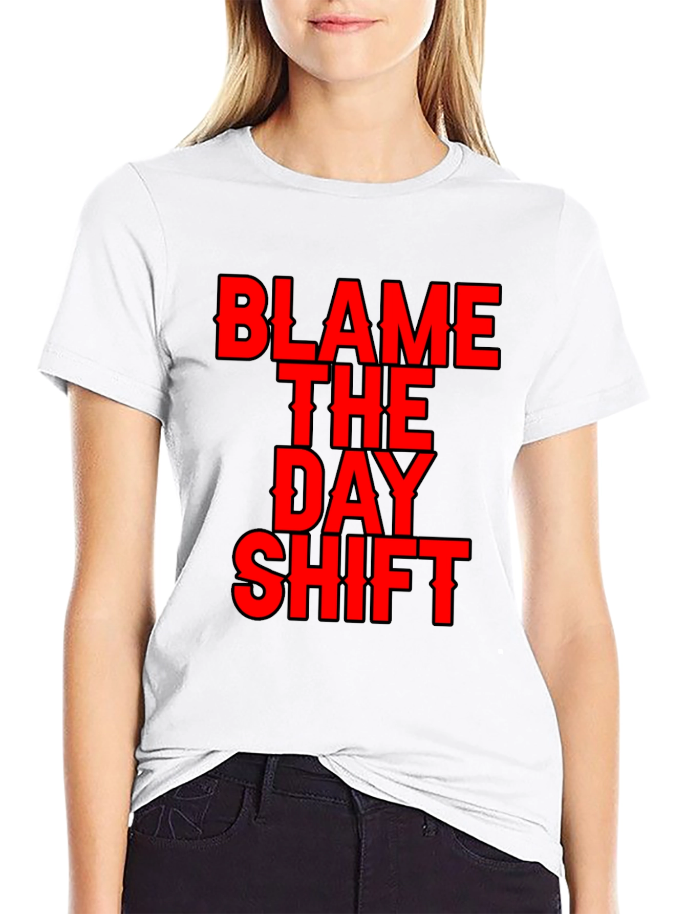 Black Blame the Day Shift T-Shirt - Black Tee view 9