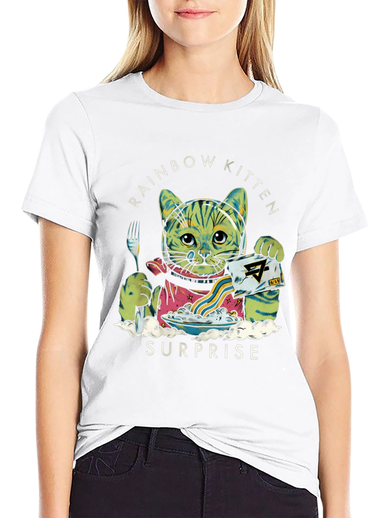 Black Rainbow Kitten Surprise Graphic Tee view 9