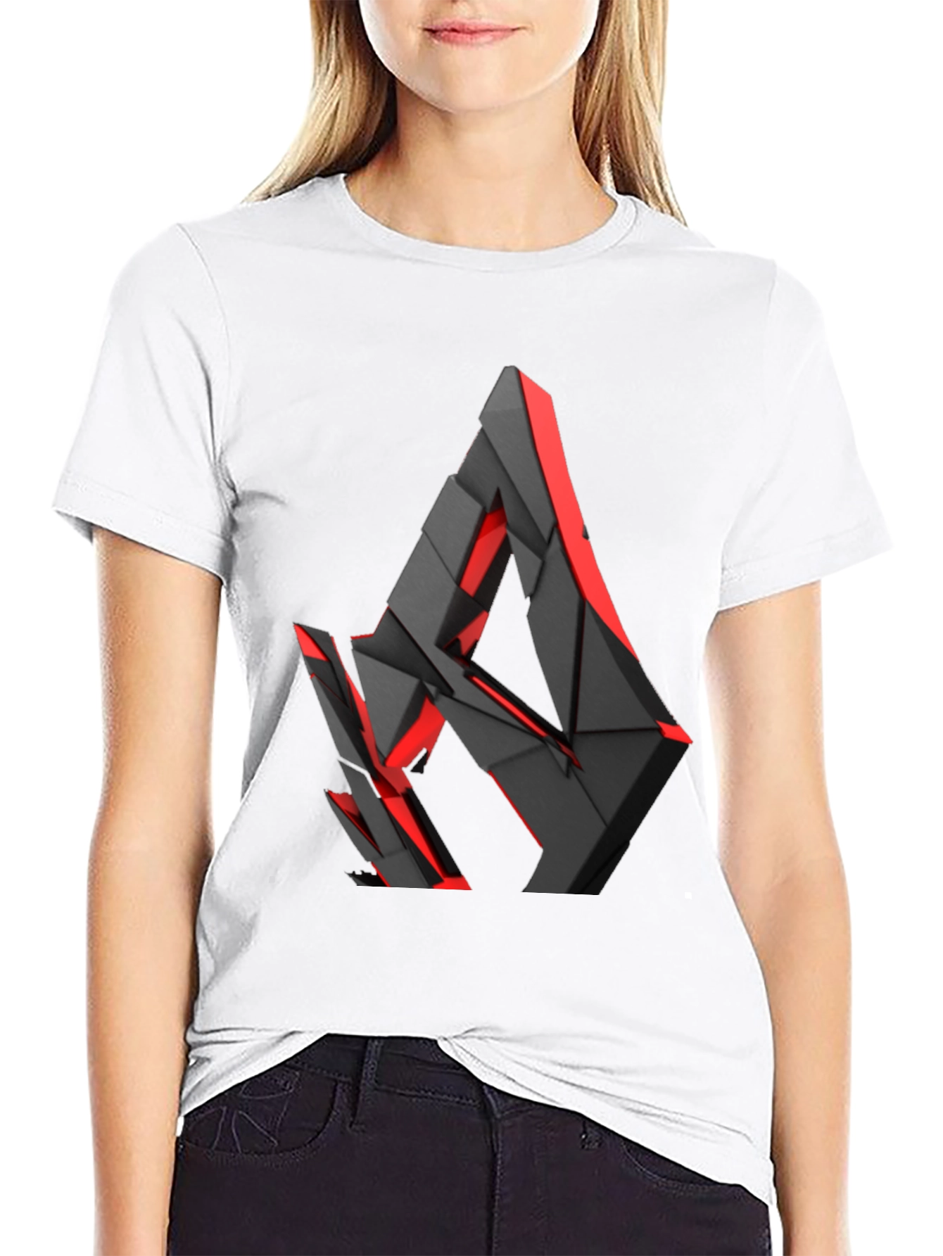 Black Abstract Geometric Graphic Print T-Shirt view 9