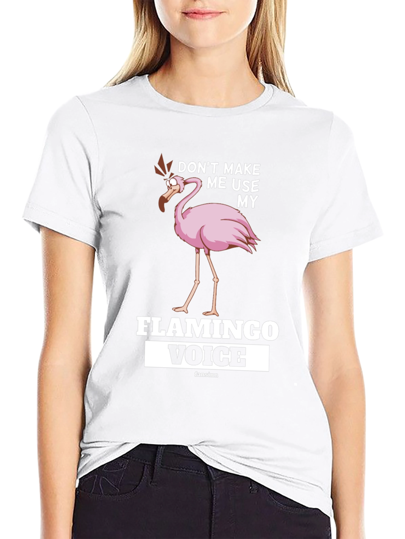 Black Funny Flamingo T-Shirt: Don't Make Me Use My Flamingo Voice view 9