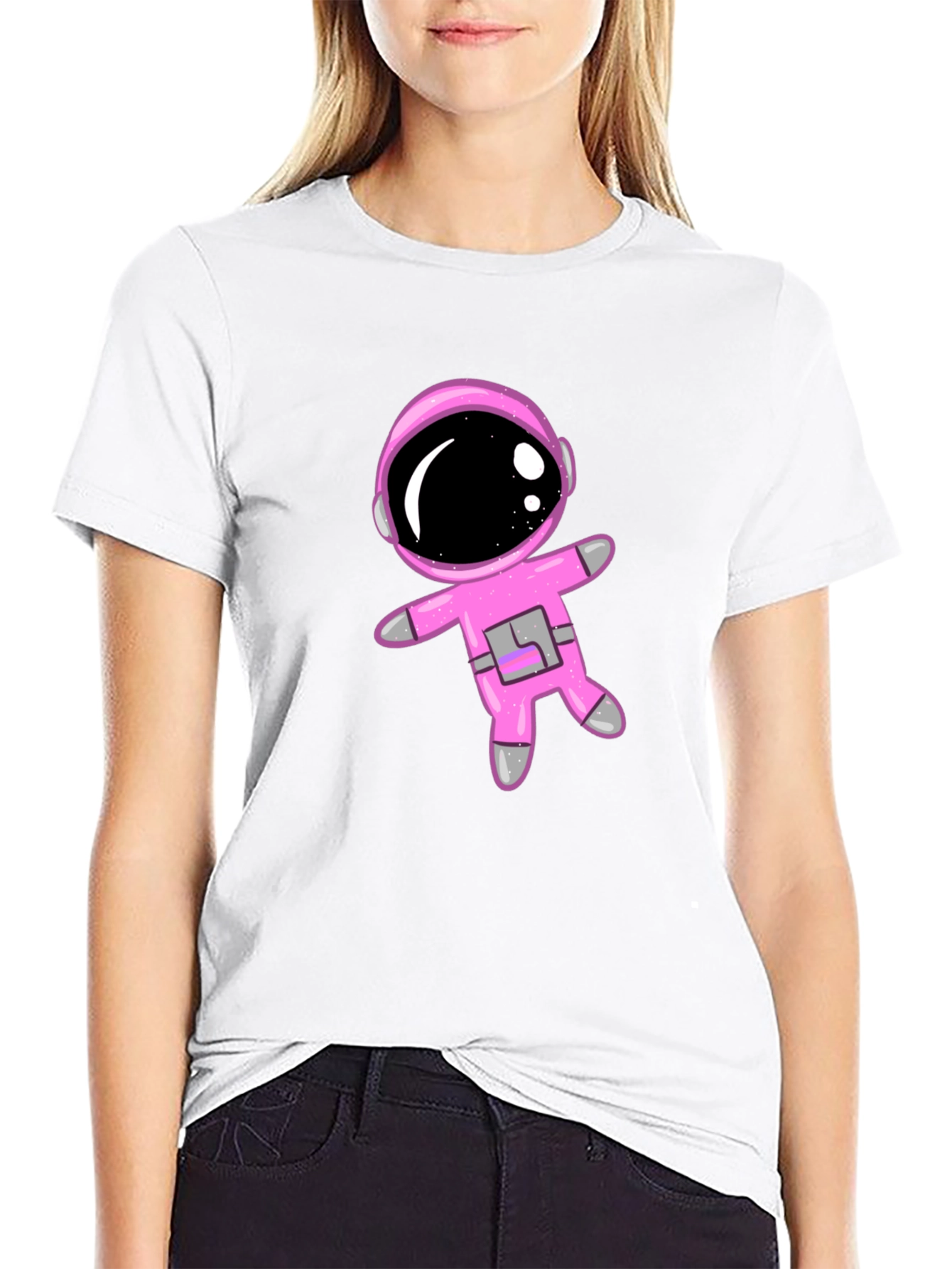 Black Astronaut Graphic T-Shirt, Black Cotton Blend, Unisex view 9