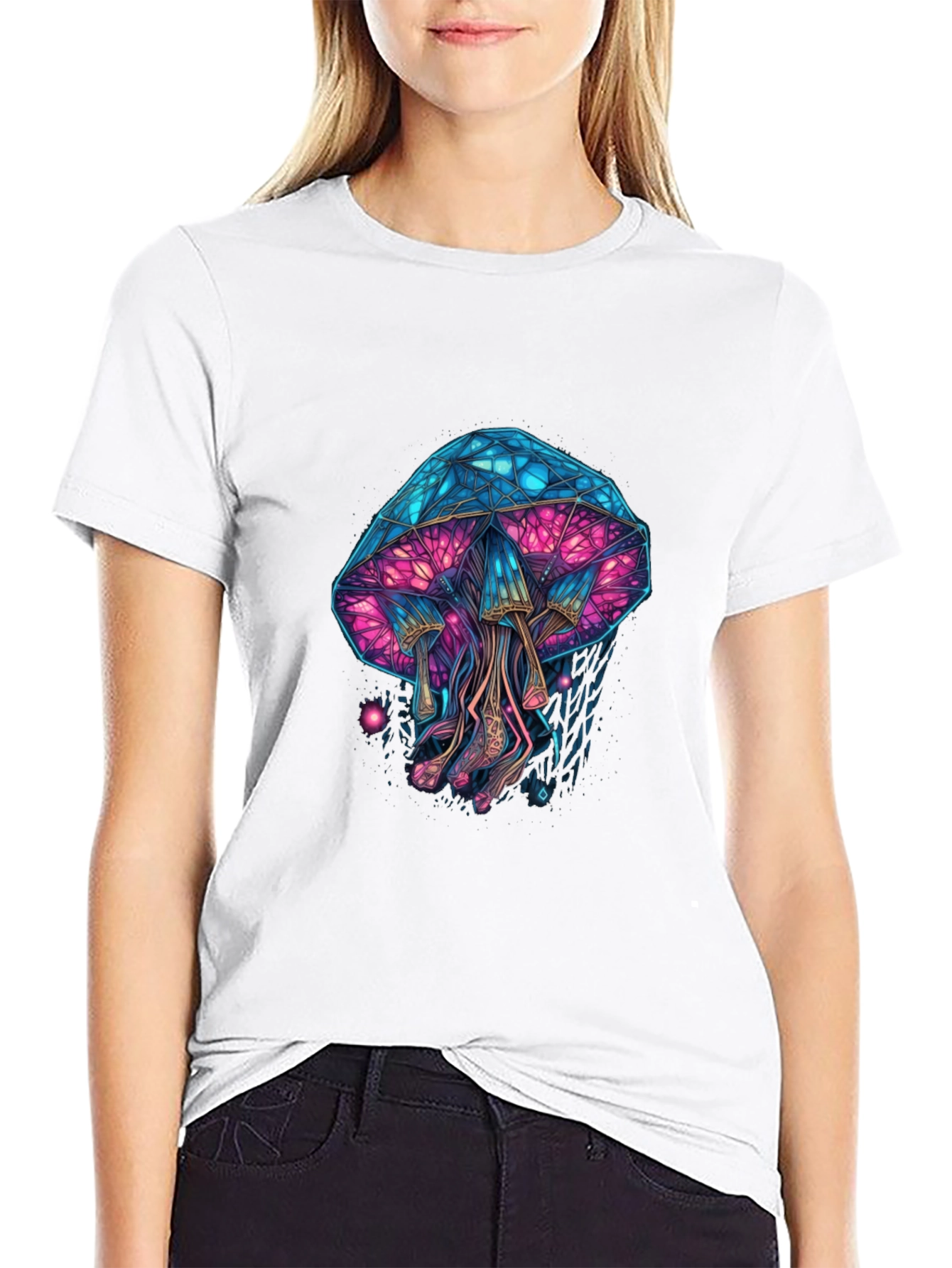 Black Psychedelic Mushroom Graphic Tee view 9