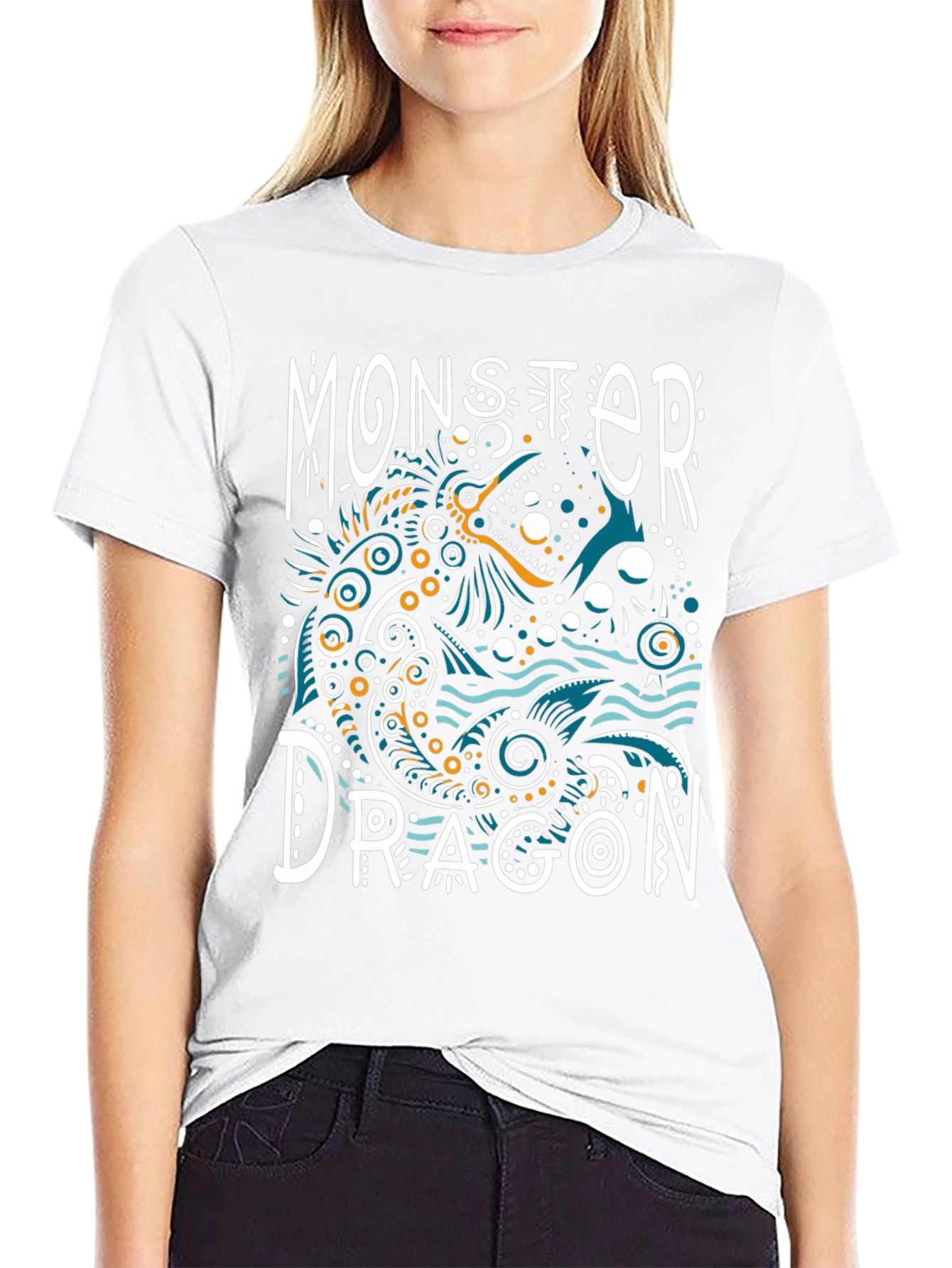 Black Monster Dragon Graphic Tee - Unique Art T-Shirt view 9