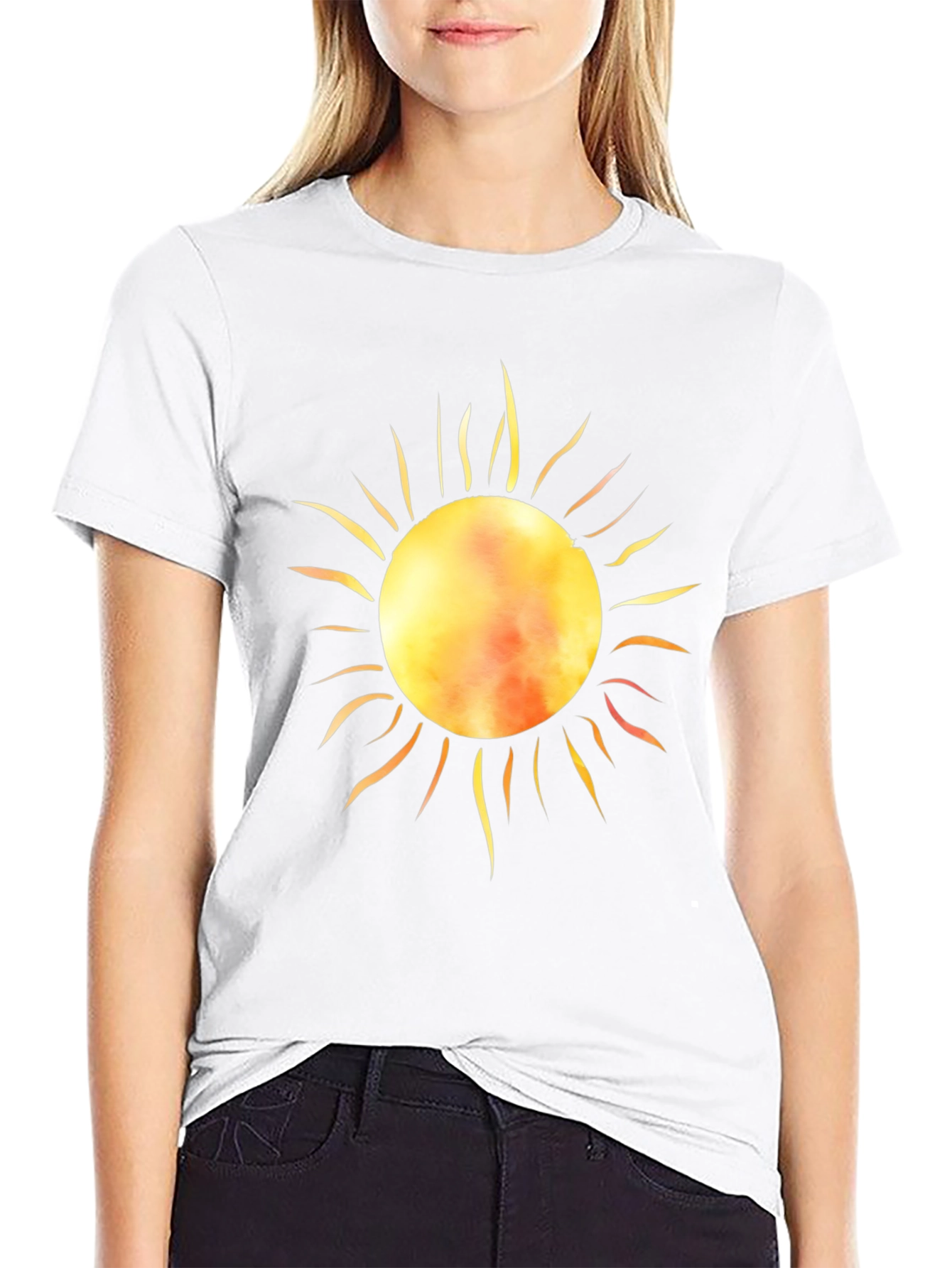 Black Radiant Sun Graphic Tee - Black Cotton T-Shirt view 9