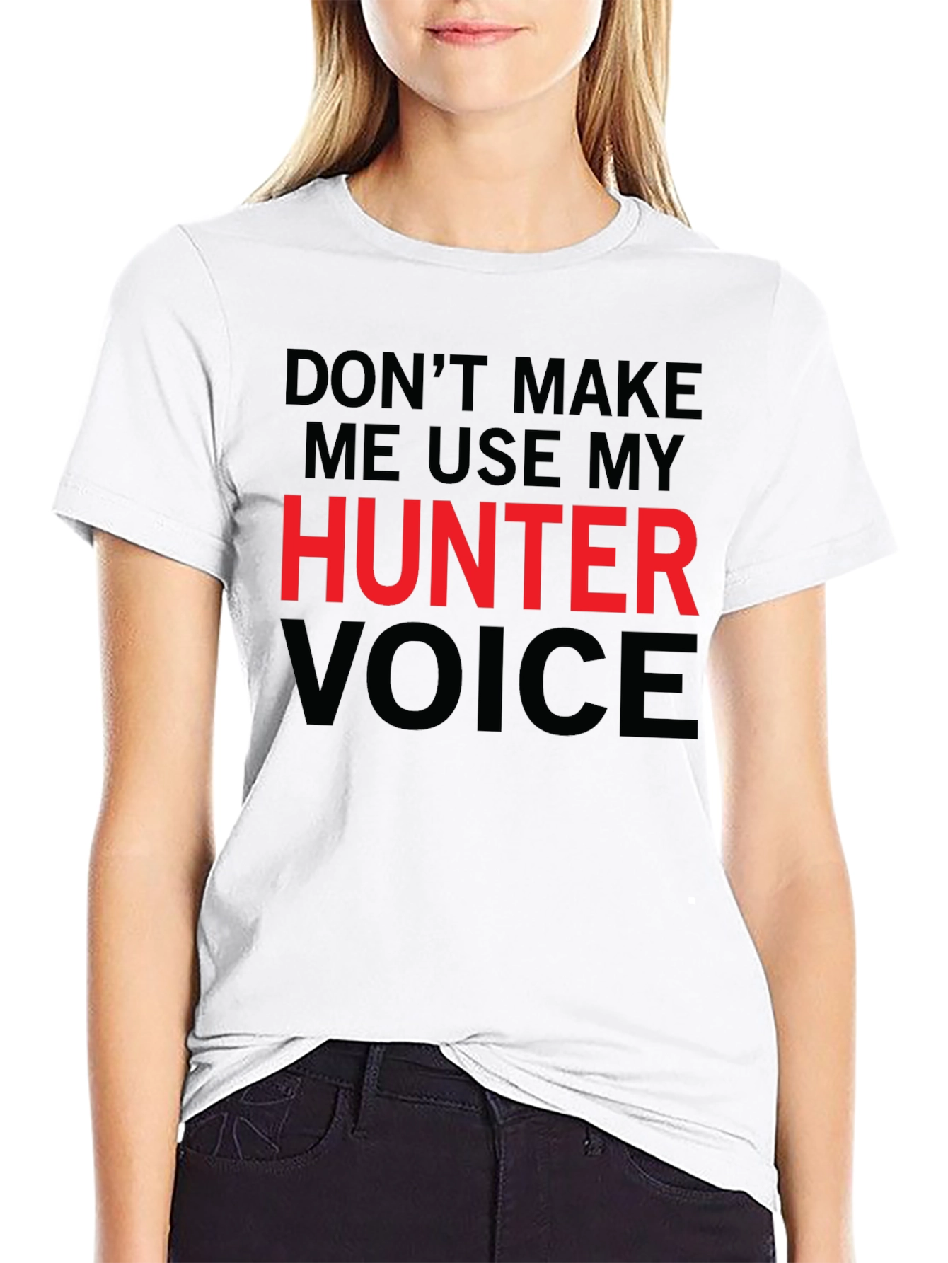 Black Hunter Voice T-Shirt - Funny Warning Tee view 9