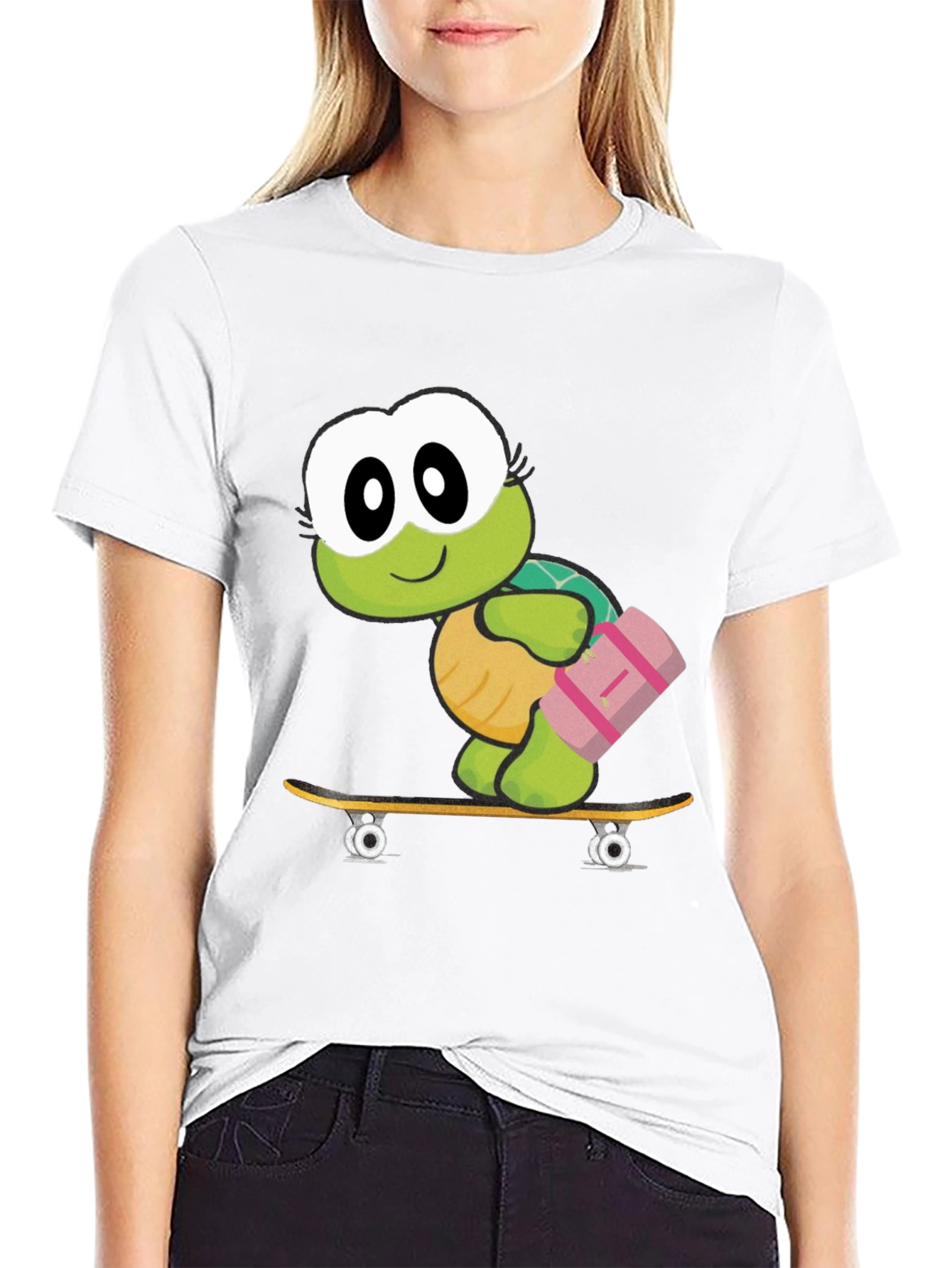 Black Turtle on Skateboard Graphic T-Shirt view 9