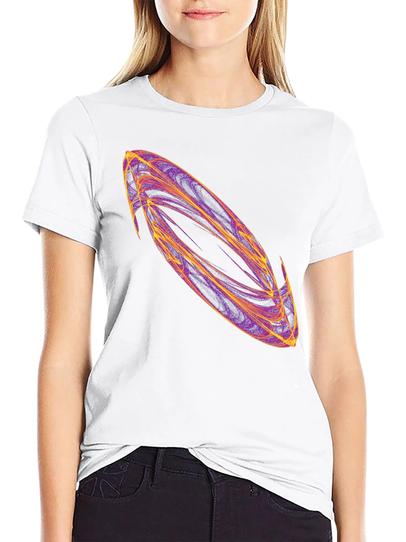 Black Abstract Swirl Graphic Black T-Shirt view 9