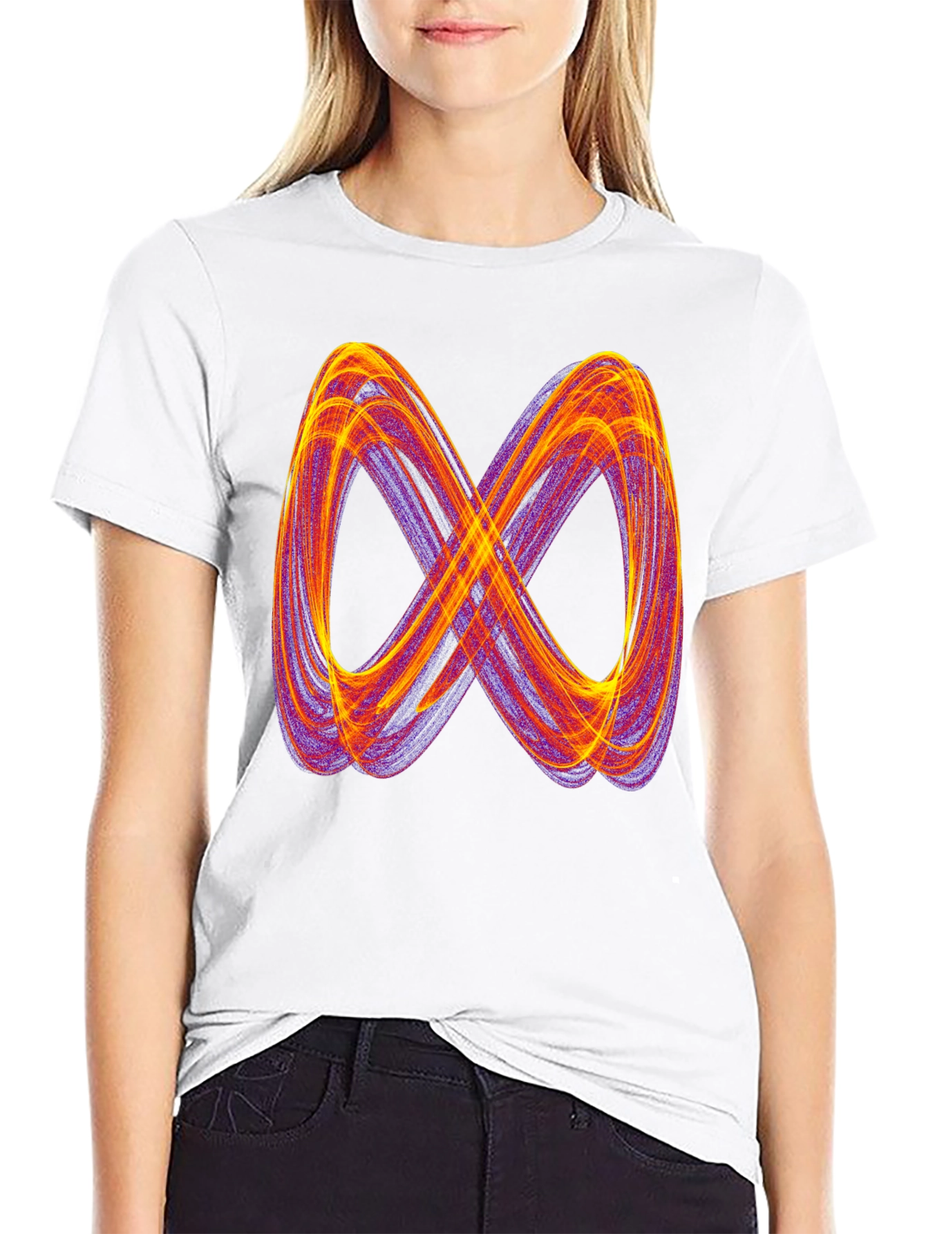 Black Infinity Symbol Graphic Tee - Black Cotton Blend Shirt view 9