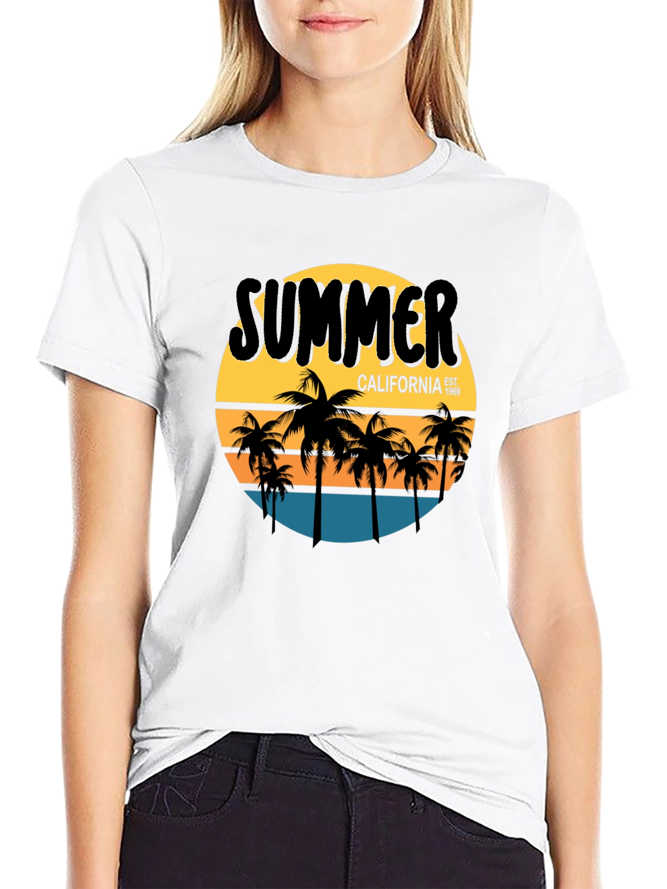 Black Summer California Graphic Tee - Palm Tree T-Shirt view 9