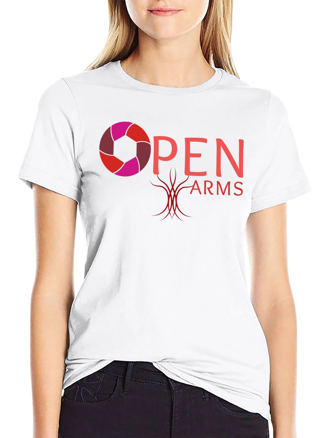 Black Open Arms Graphic T-Shirt - Black view 9