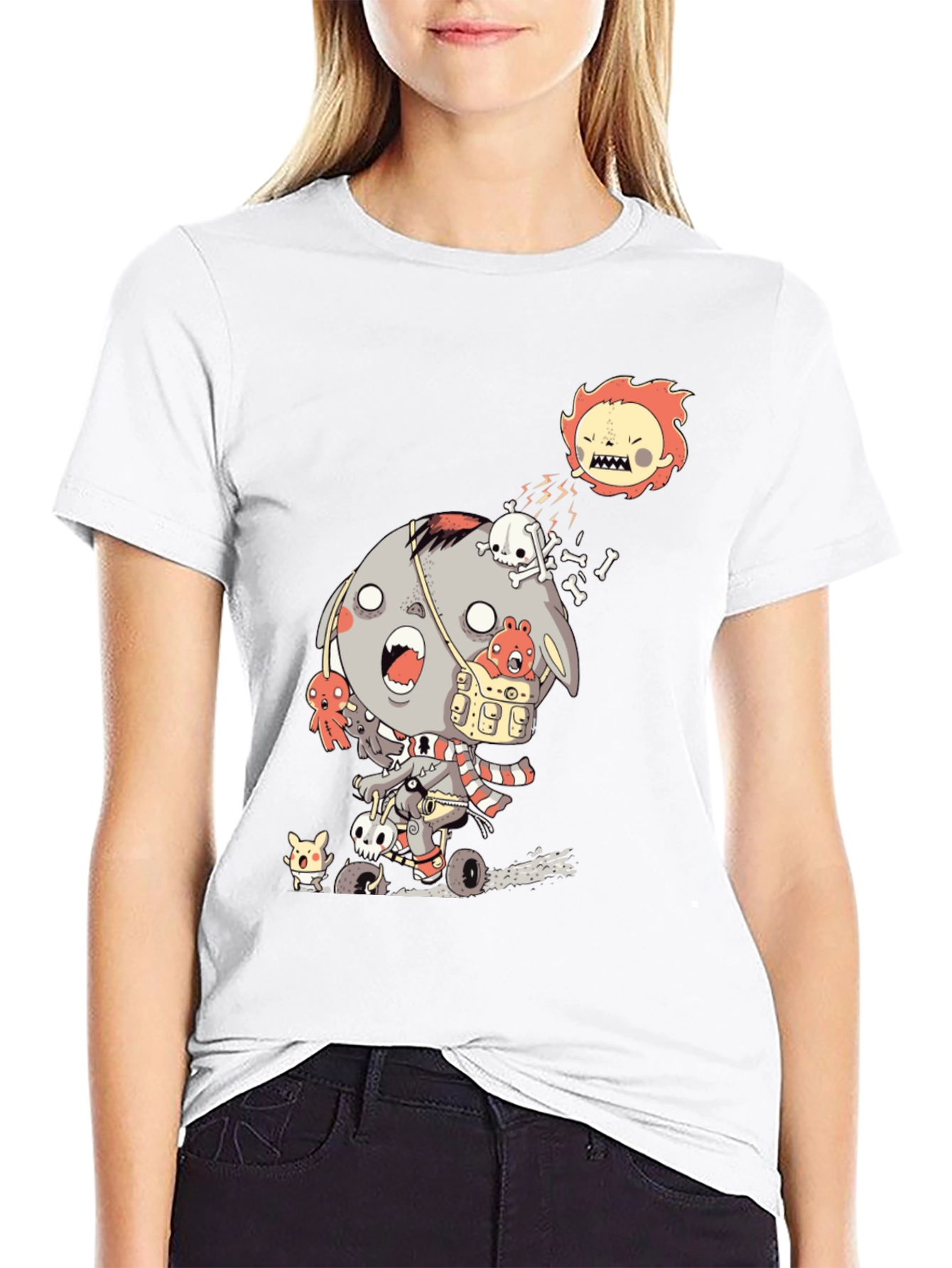 Black Zombie Kid Ride Funny Graphic Tee - Cool Novelty T-Shirt view 9