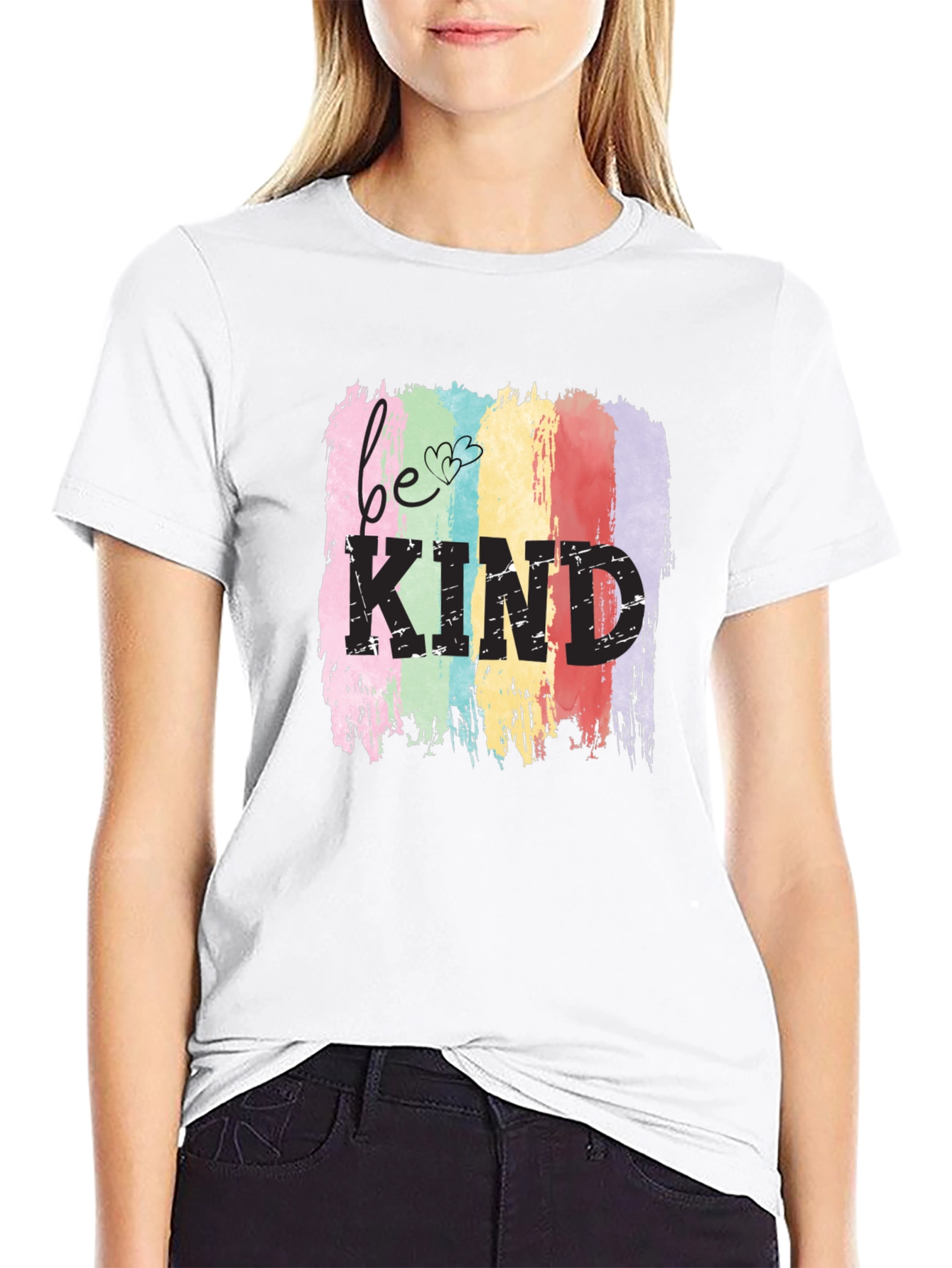 Black Be Kind Rainbow T-Shirt - Positive Message Tee view 9