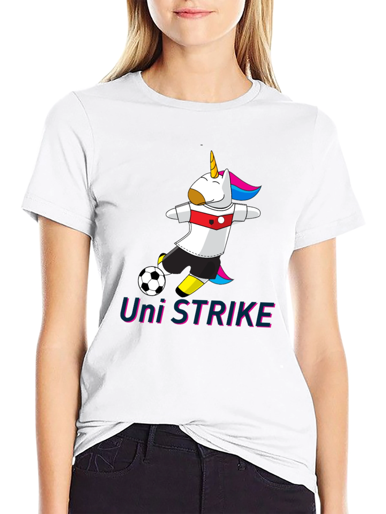 Black Uni Strike Soccer T-Shirt - Black Cotton Blend view 9