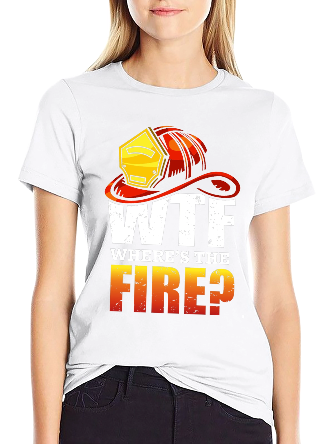 Black WTF Where's the Fire? Graphic Tee view 9