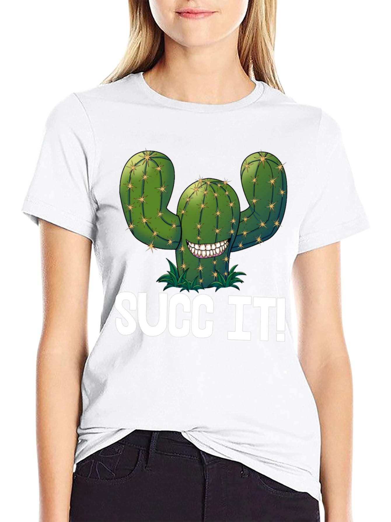 Black Succ It! Cactus Graphic T-Shirt - Novelty Tee view 9