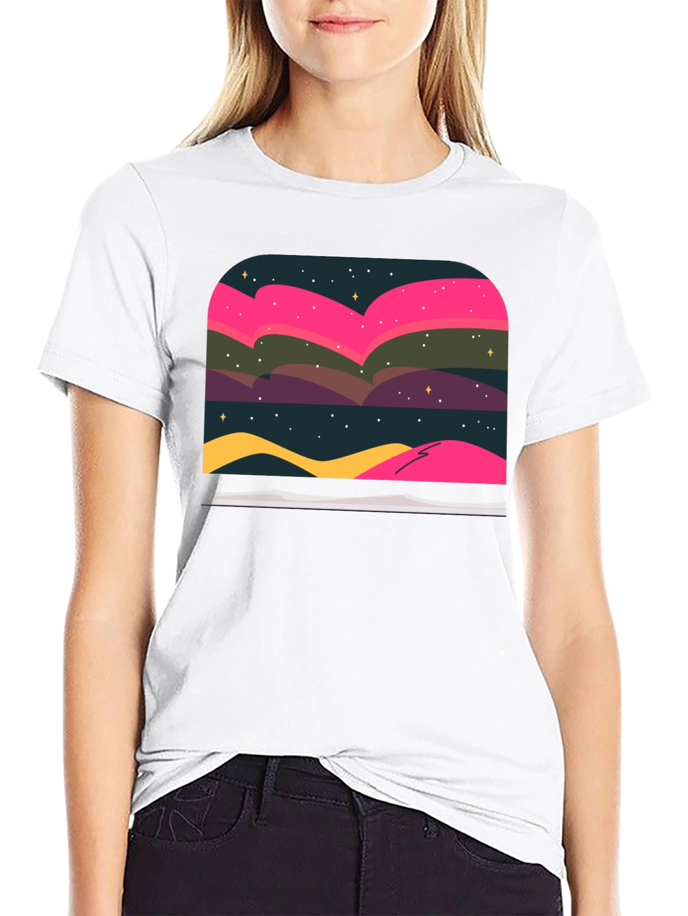 Black Northern Lights Graphic Tee - Black view 9