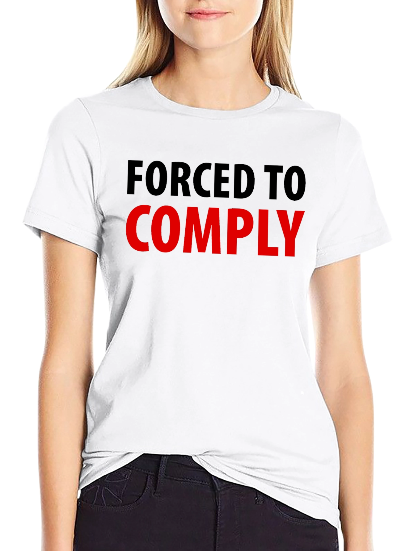 Black Forced to Comply Graphic Tee - Statement T-Shirt view 9