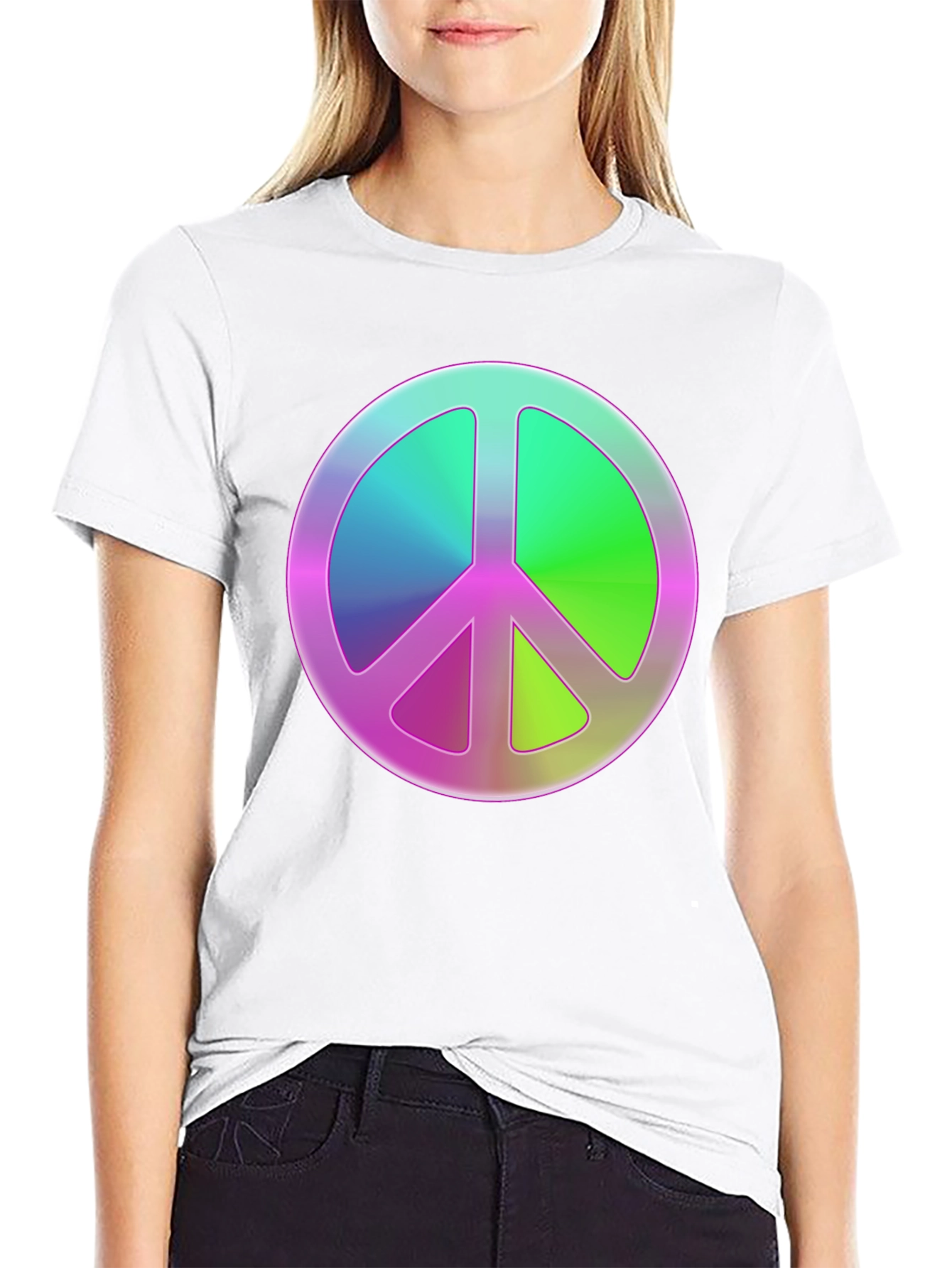 Black Peace Sign Graphic Tee - Retro Style view 9