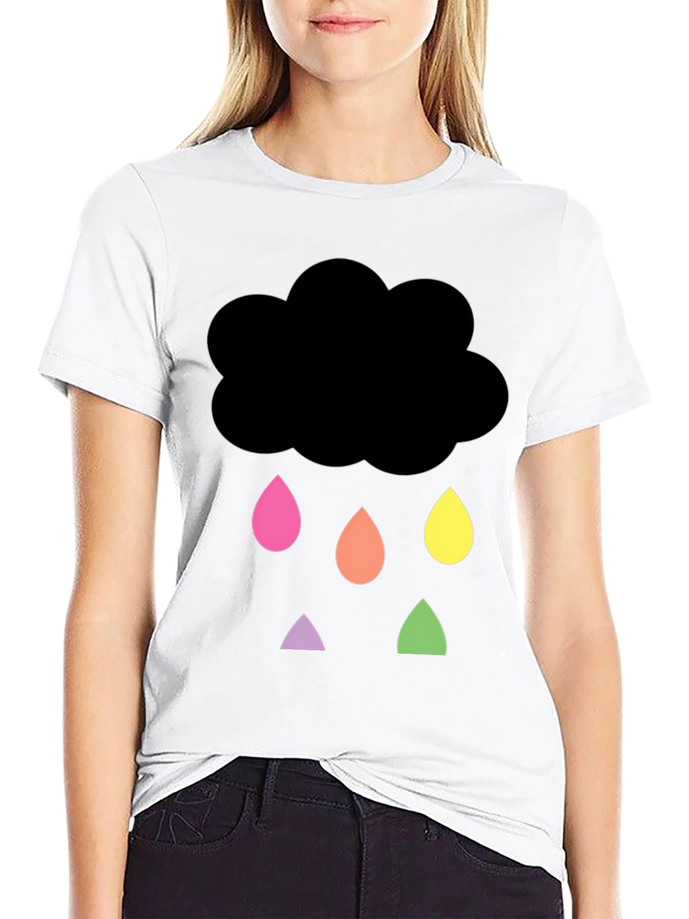 Black Rainy Cloud Graphic Tee - Unisex Black T-Shirt view 9