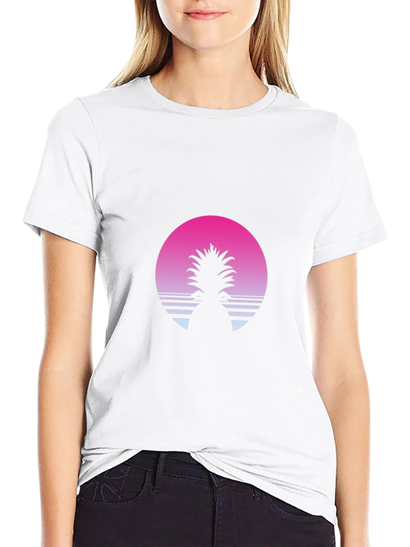 Black Retro Pineapple Sunset T-Shirt - Black view 9
